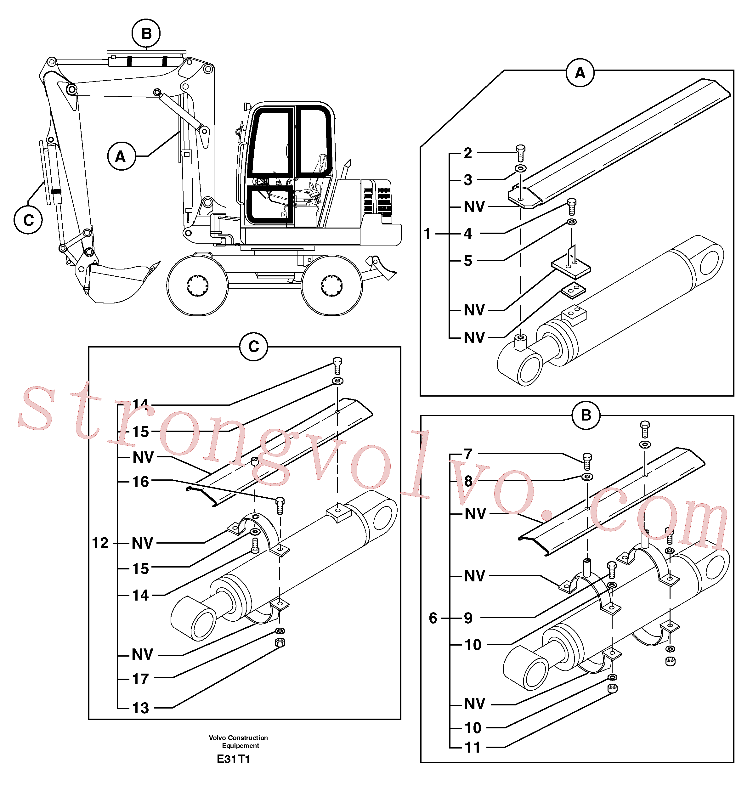 Volvo Acessórios para escavadeira PJ6660167 Cylinder protec. Acessórios