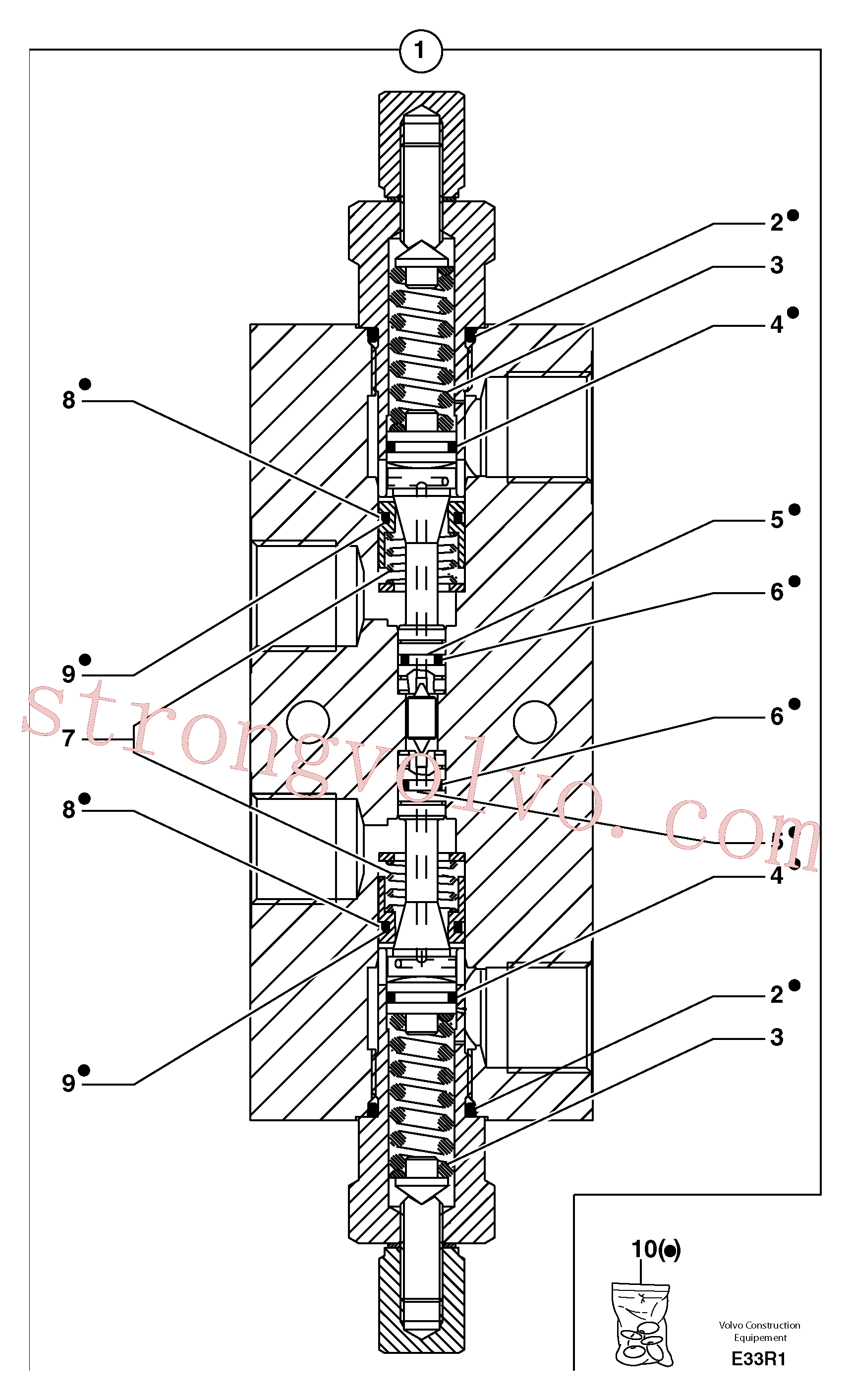 PJ7417414 Volvo Válvula de equilíbrio (cilindro de desvio)(E33R1 Montagem)