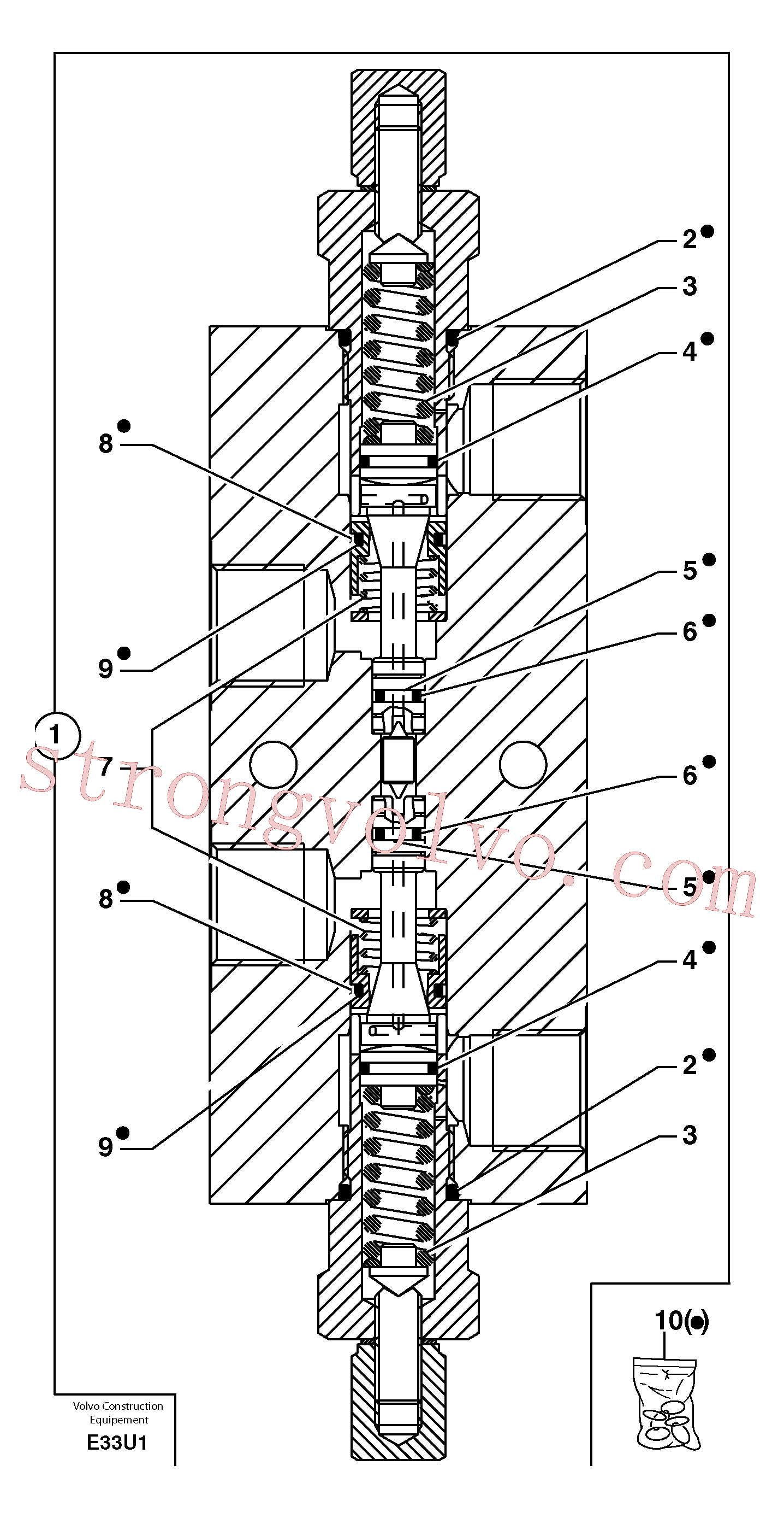 PJ7417414 Volvo Válvula de equilíbrio (cilindro de desvio)(E33U1 Montagem)