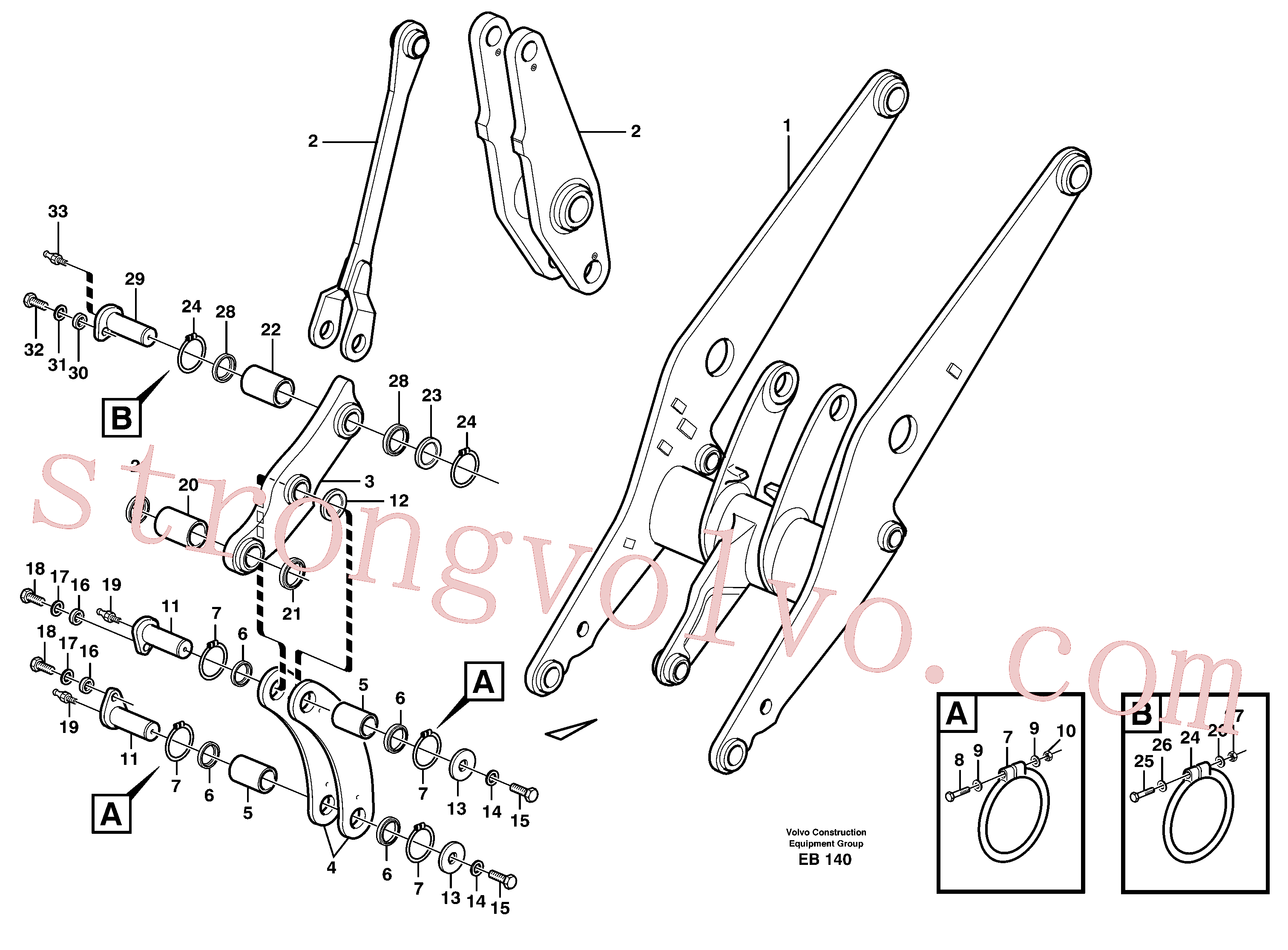 VOE955364 Volvo Tirantes dianteiros com peças de montagem(EB140 Montagem)