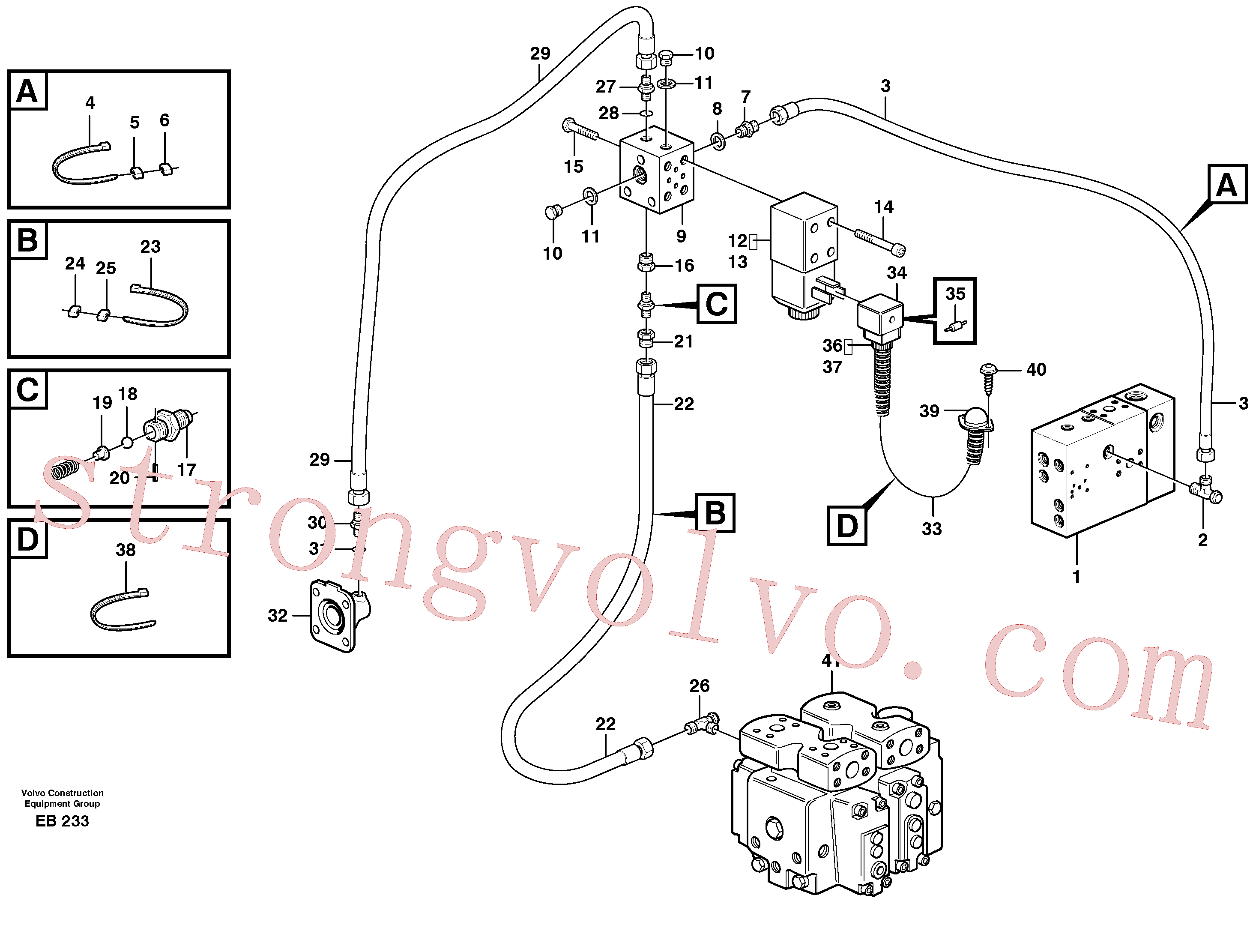 ZM8092235 Volvo Comandos, bloqueio do diferencial(EB233 Montagem)