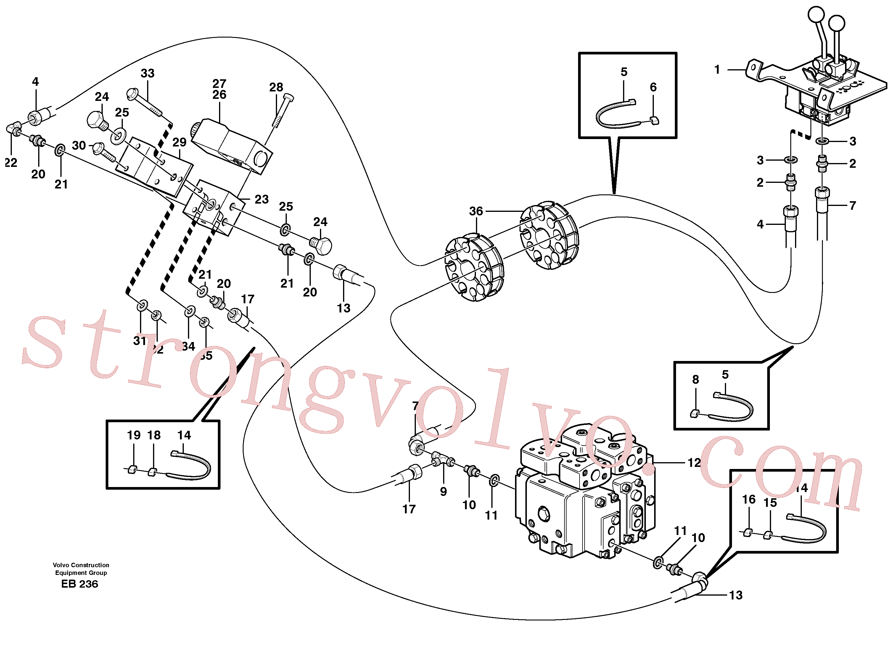 ZM7092202 Volvo Servomotor - hidráulico, linhas de comando, elevação(EB236 Montagem)