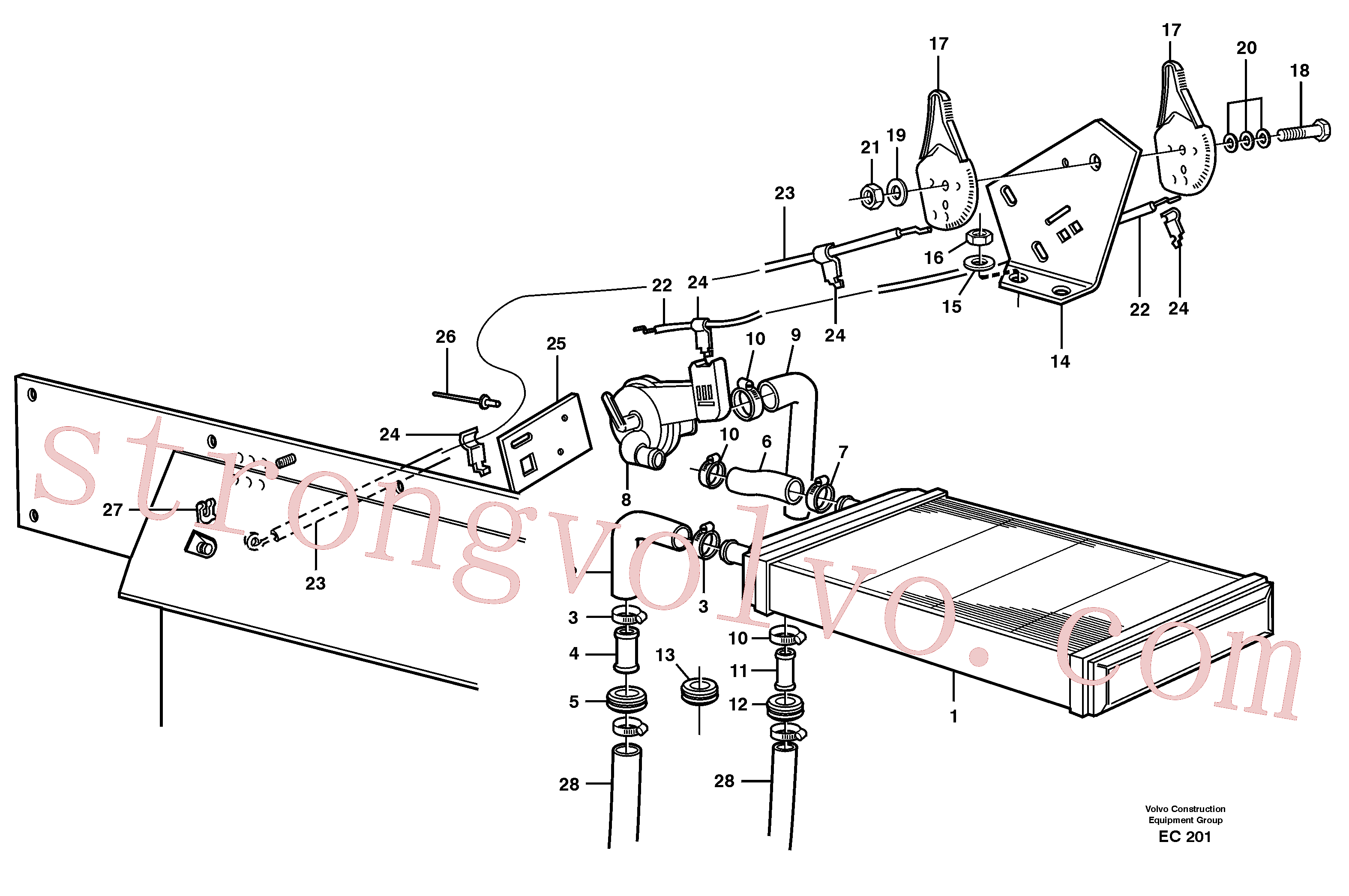 VOE11992315 Volvo Radiador e comando(EC201 Montagem)