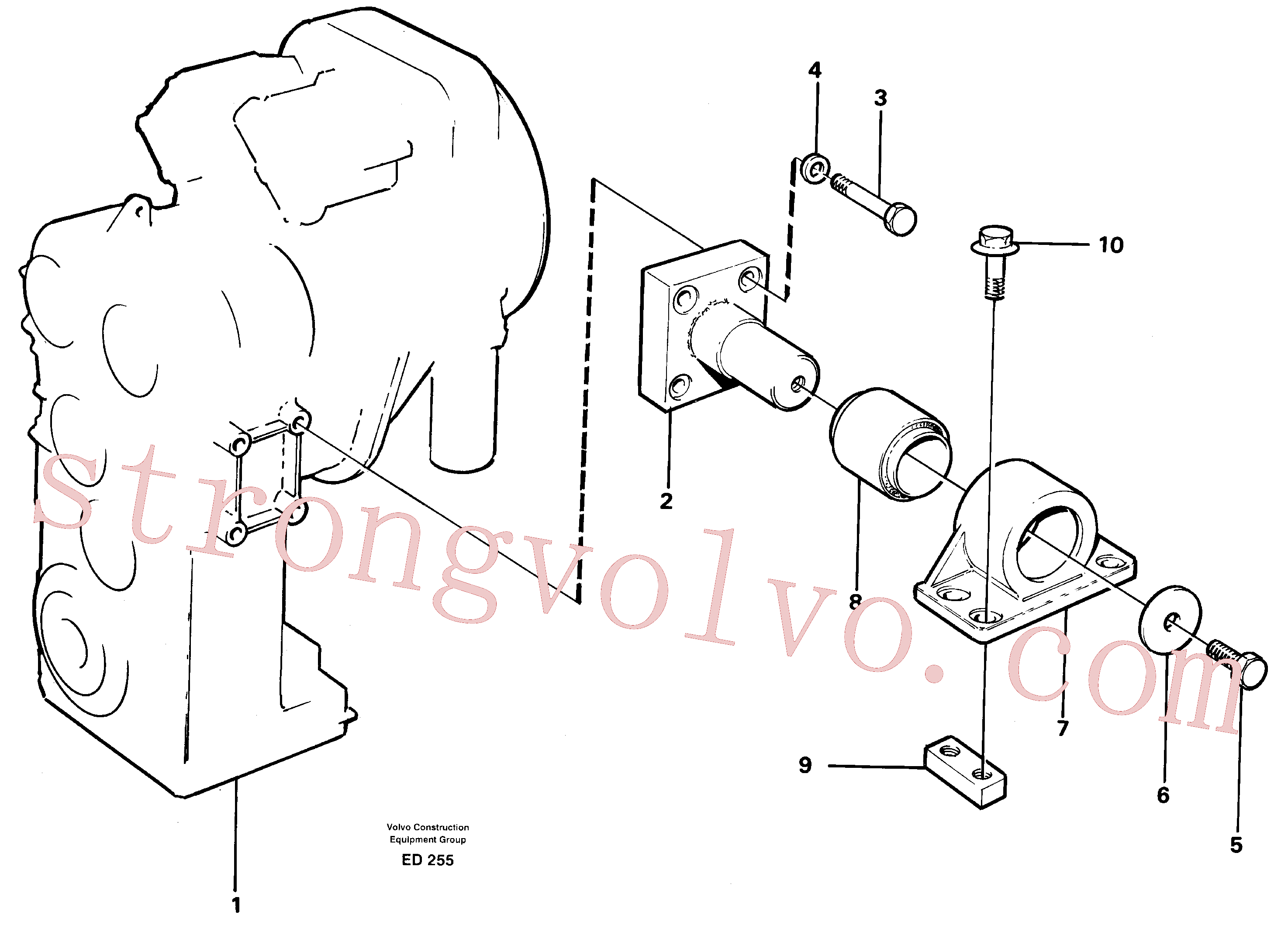 VOE14023341 Volvo Corpo da caixa de engrenagem com peça de adaptação(ED255 Montagem)