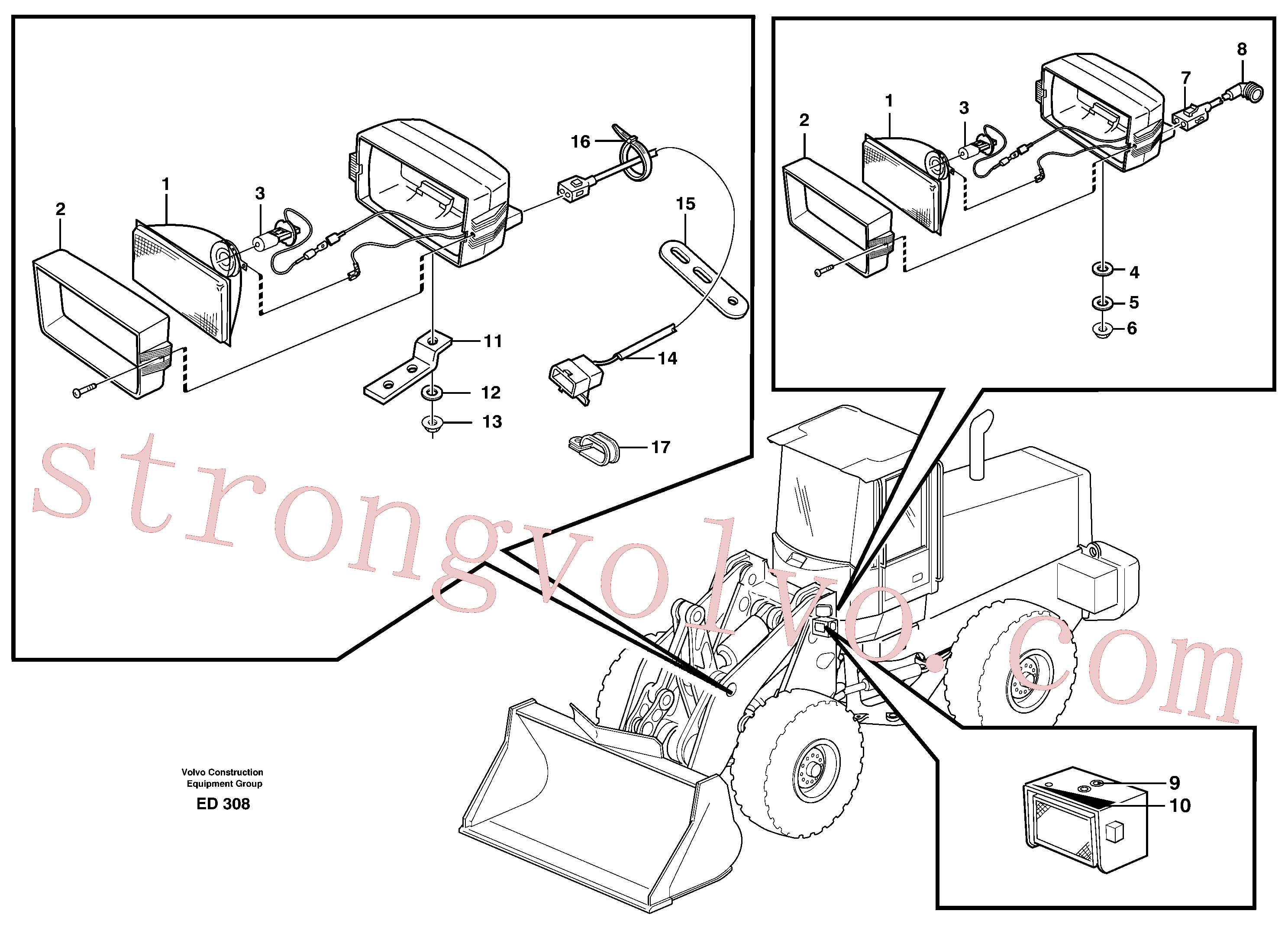 VOE13965534 Volvo Luzes de trabalho, dianteira.(ED308 Montagem)