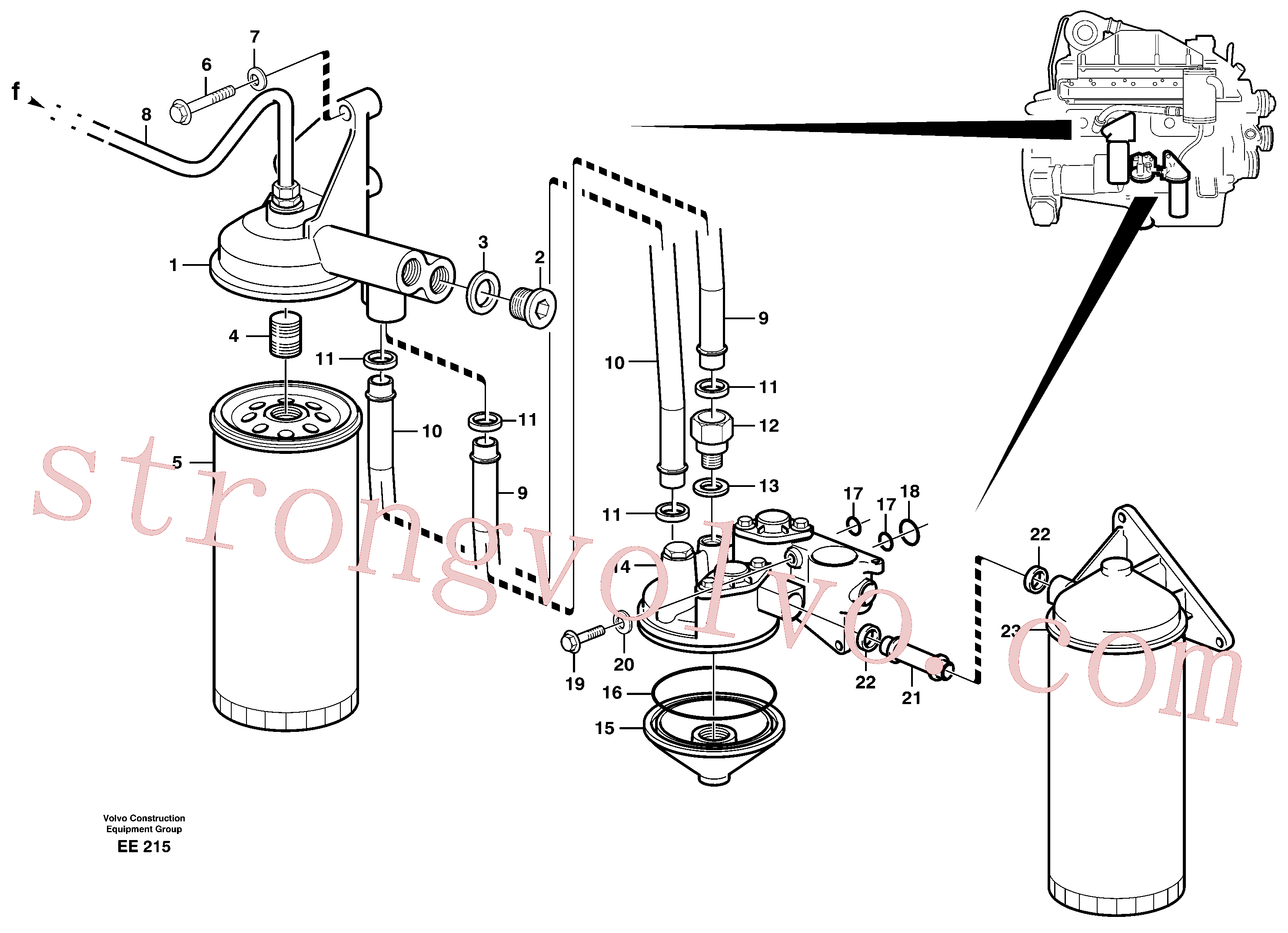 VOE60113101 Volvo Filtro de óleo(EE215 Montagem)