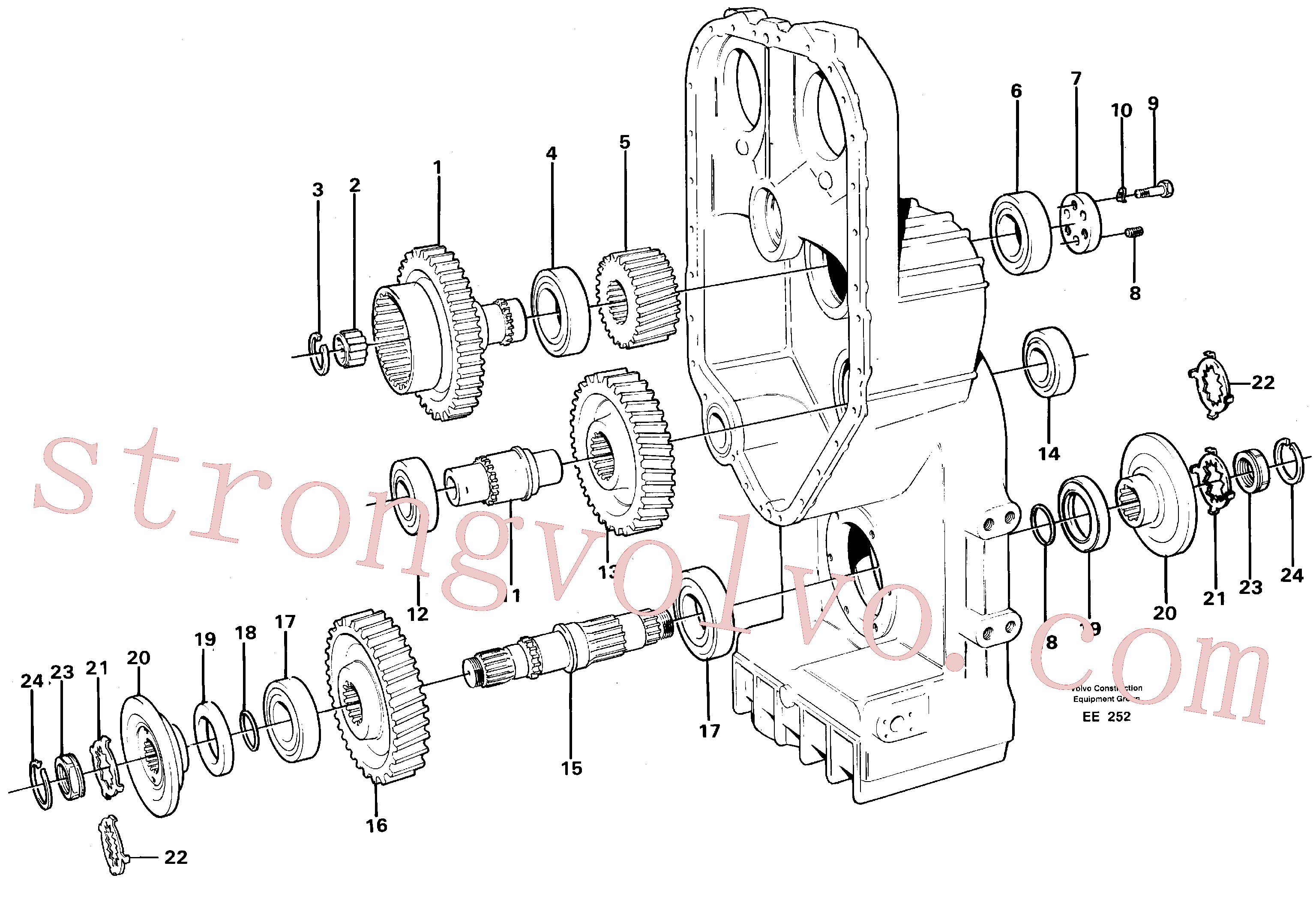 VOE4720881 Volvo Caixa de transferência, engrenagens e veios(EE252 Montagem)