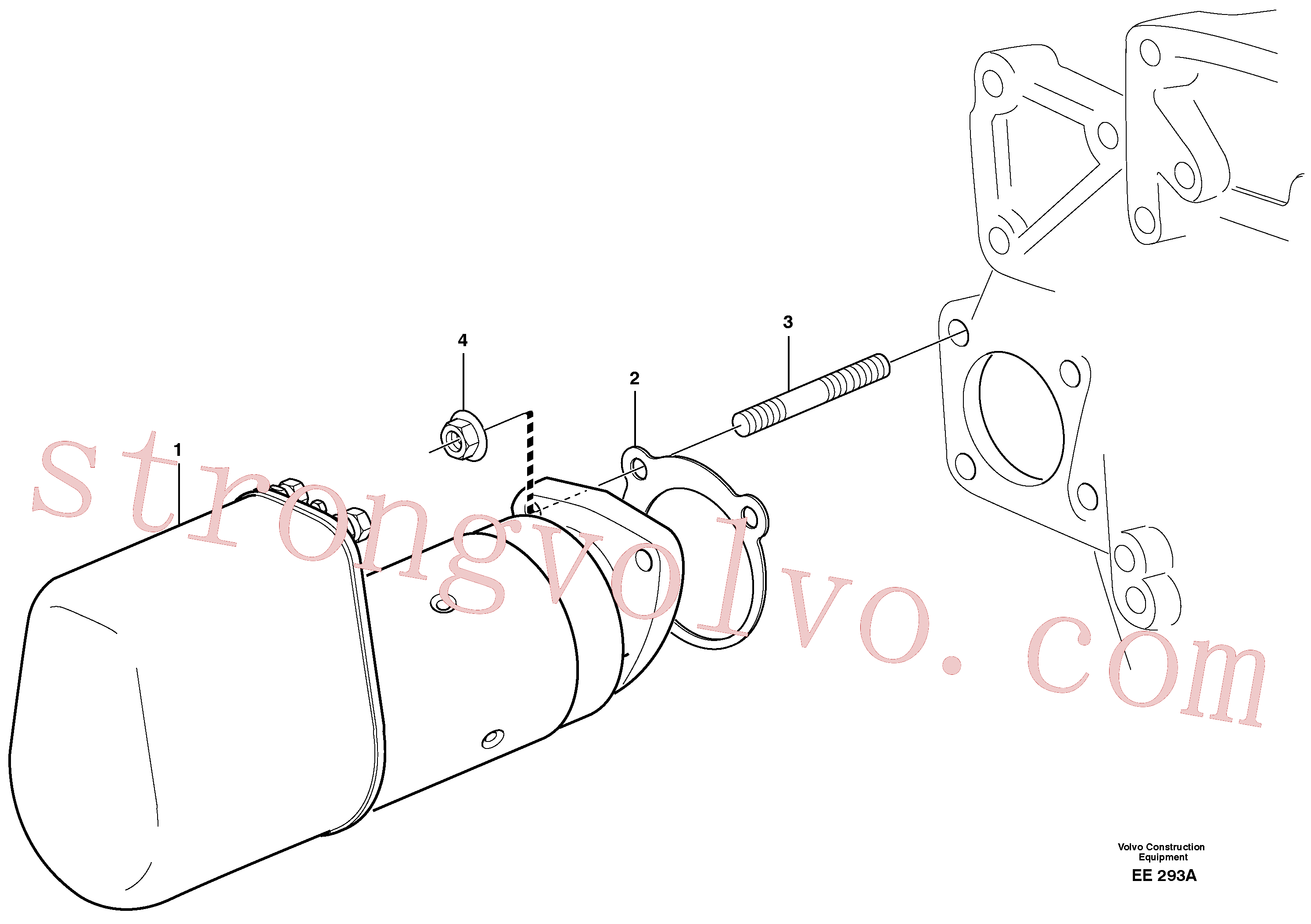 VOE953067 Volvo Motor de arranque com detalhes de montagem(EE293A Montagem)