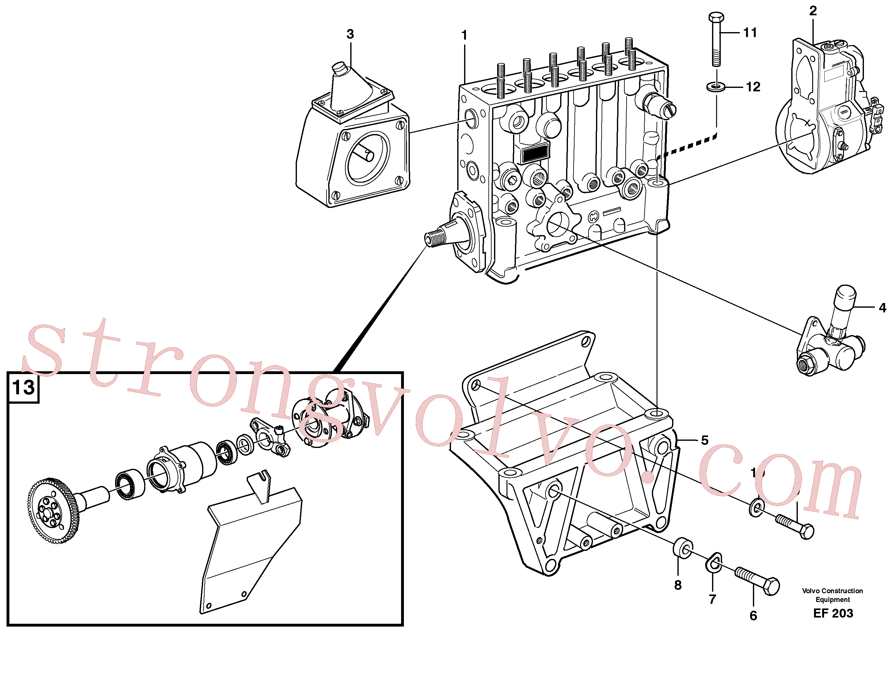 VOE955567 Volvo Bomba de injecção do combustível com acessórios(EF203 Montagem)