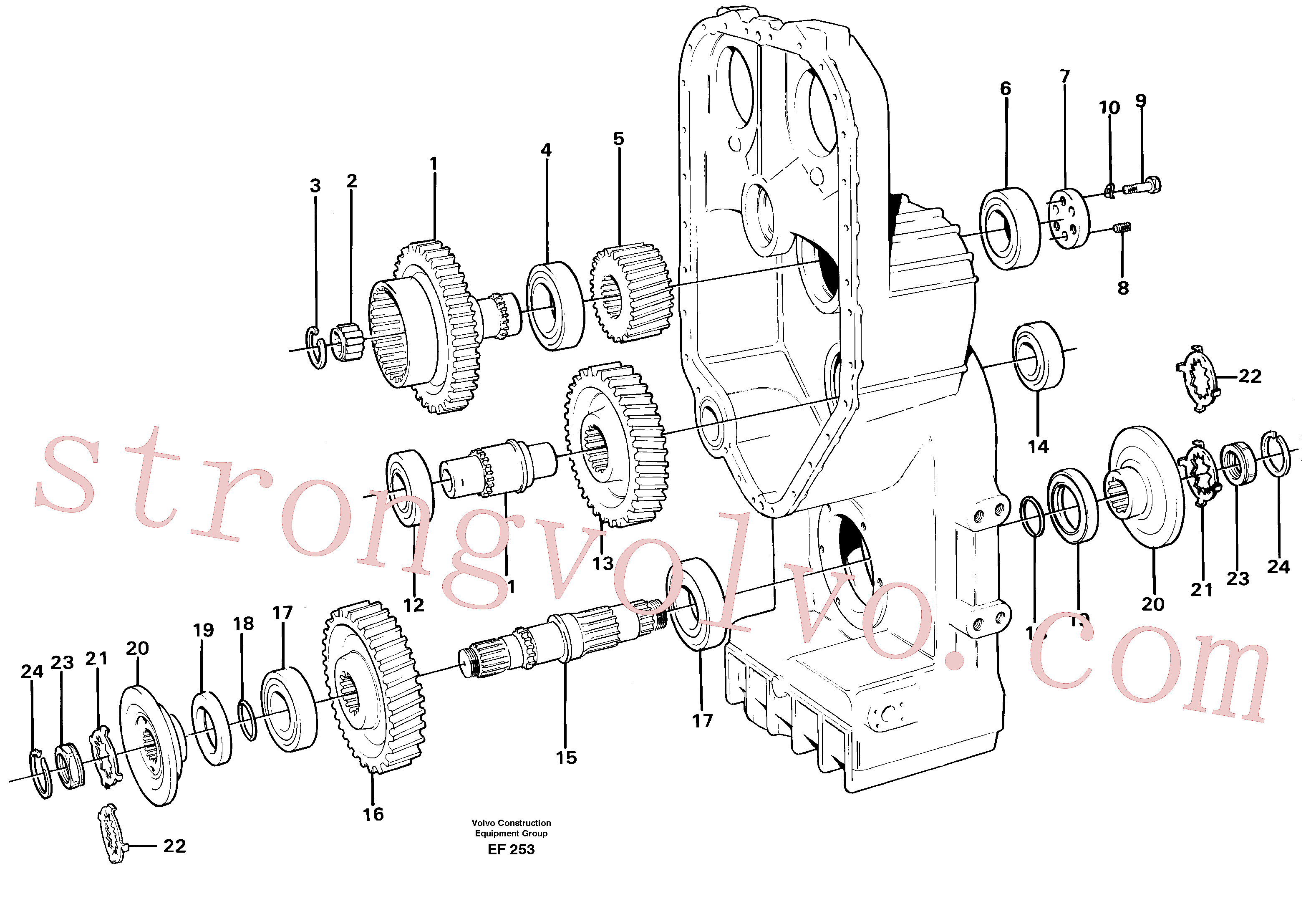 VOE4720923 Volvo Caixa de transferência, engrenagens e veios(EF253 Montagem)