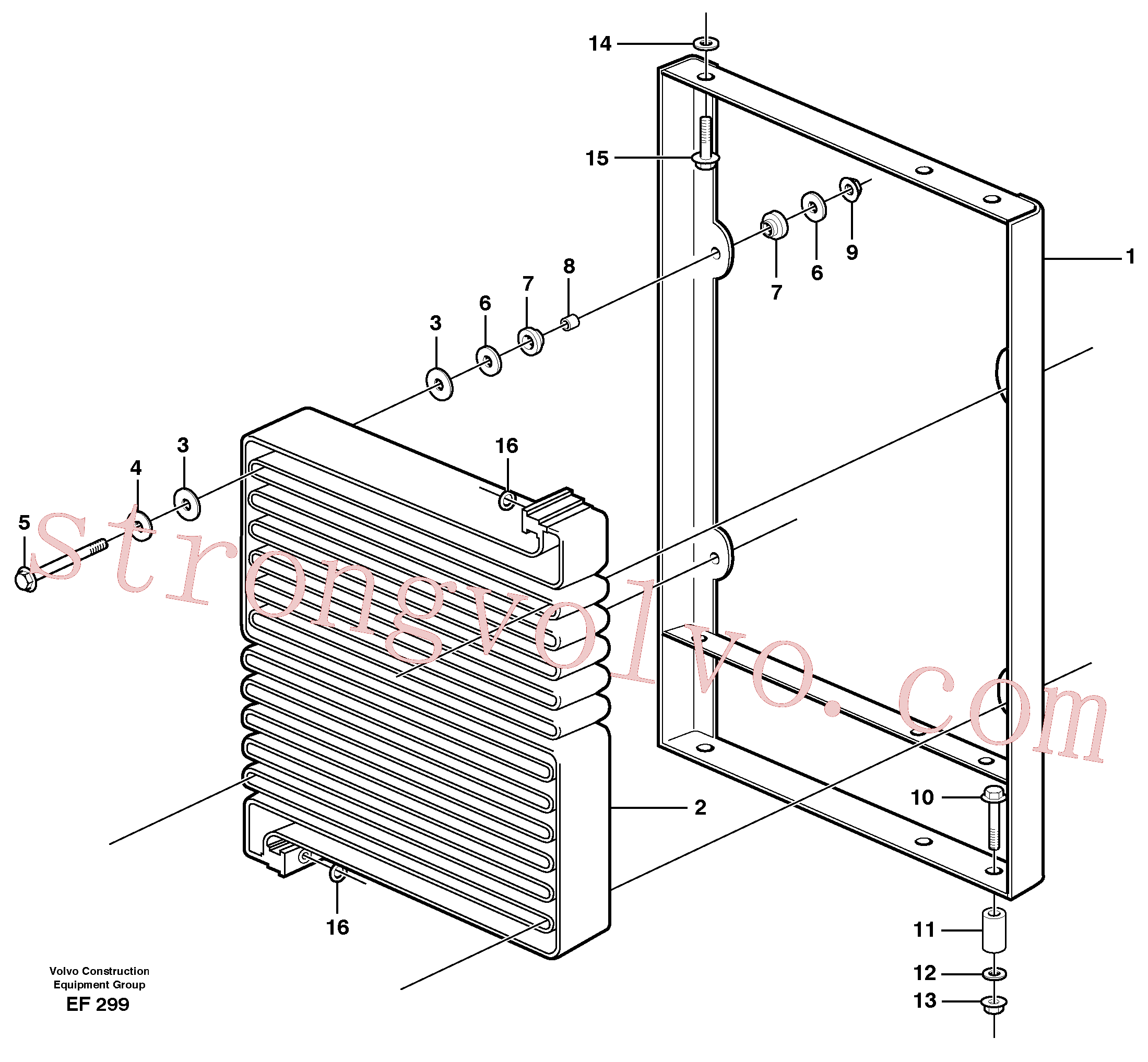 VOE968842 Volvo Condensador para agente de refrigeração R134a com acessórios.(EF299 Montagem)