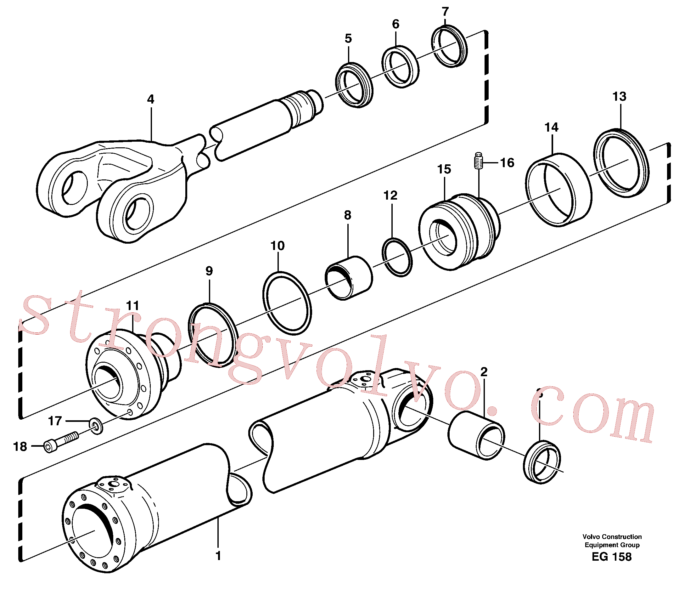 VOE11088029 Volvo Cilindro hidráulico, elevação(EG158 Montagem)