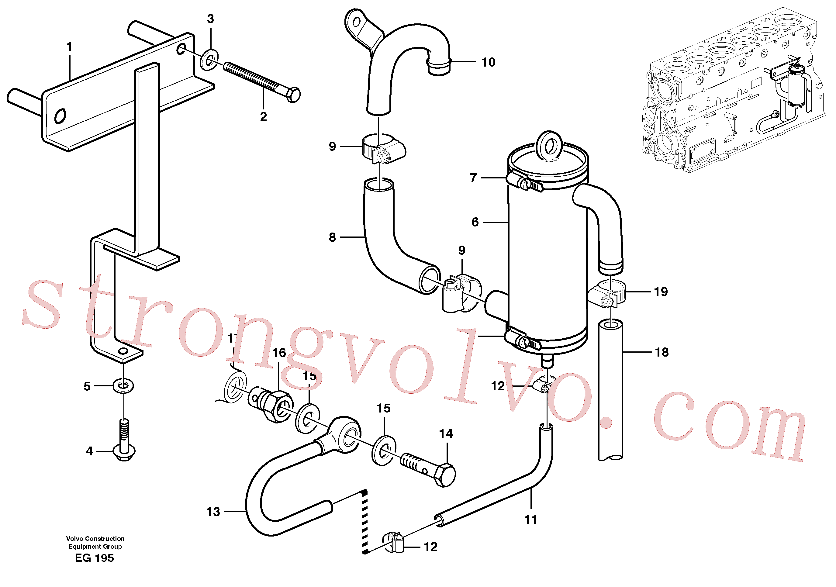 VOE927661 Volvo Ventilação do cárter(EG195 Montagem)