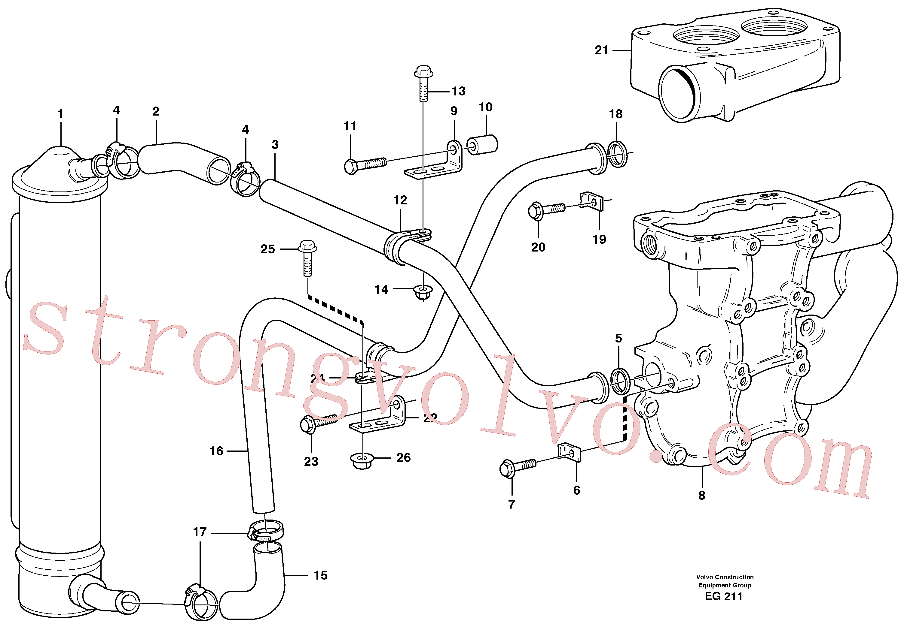 VOE468706 Volvo Arrefecedor de óleo com mangueiras(EG211 Montagem)