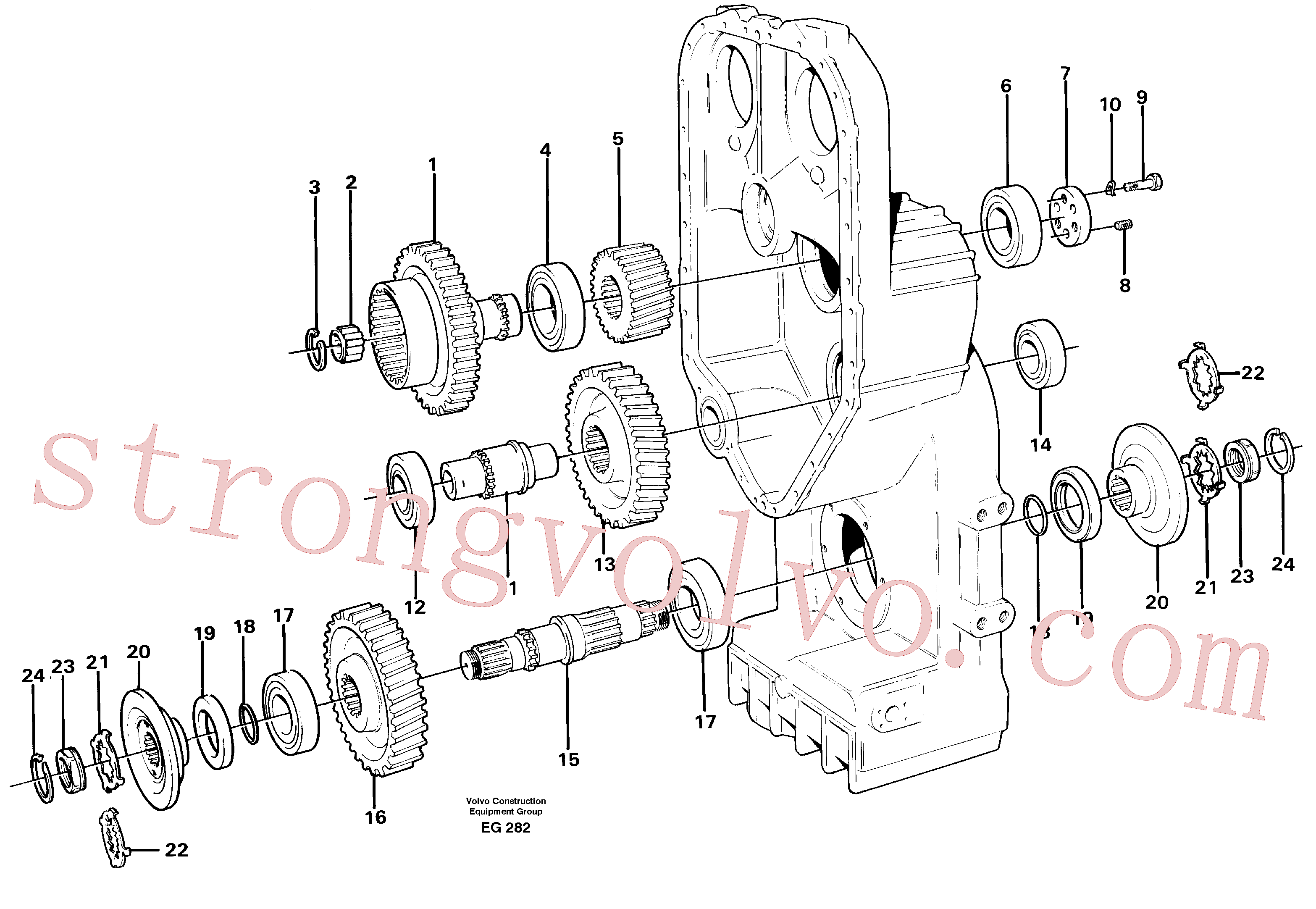 VOE4720923 Volvo Caixa de transferência, engrenagens e veios(EG282 Montagem)