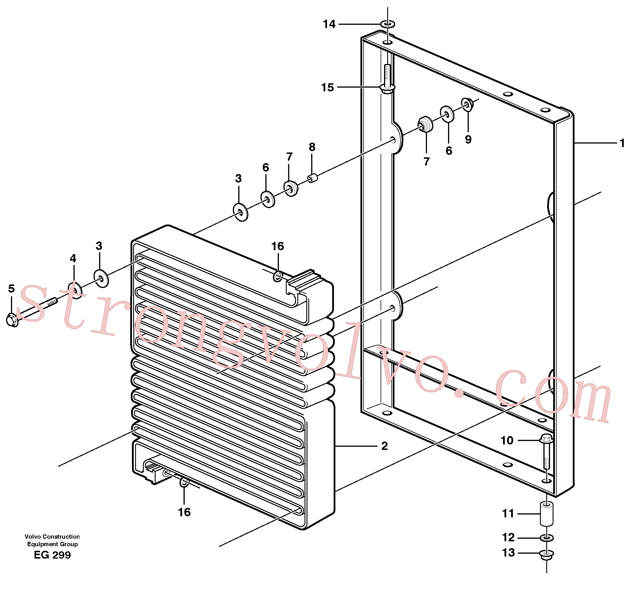VOE11024753 Volvo Condensador para agente de refrigeração R134a com acessórios.(EG299 Montagem)