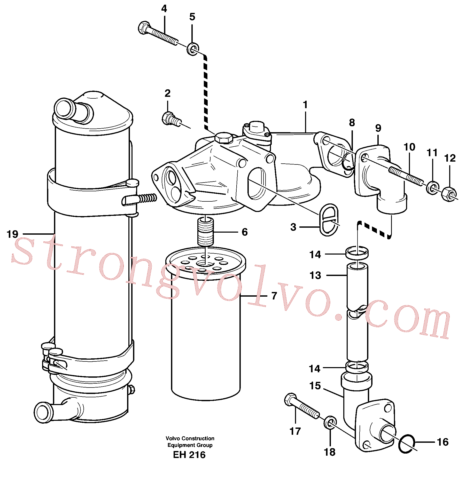 VOE955826 Volvo Filtro de óleo(EH216 Montagem)