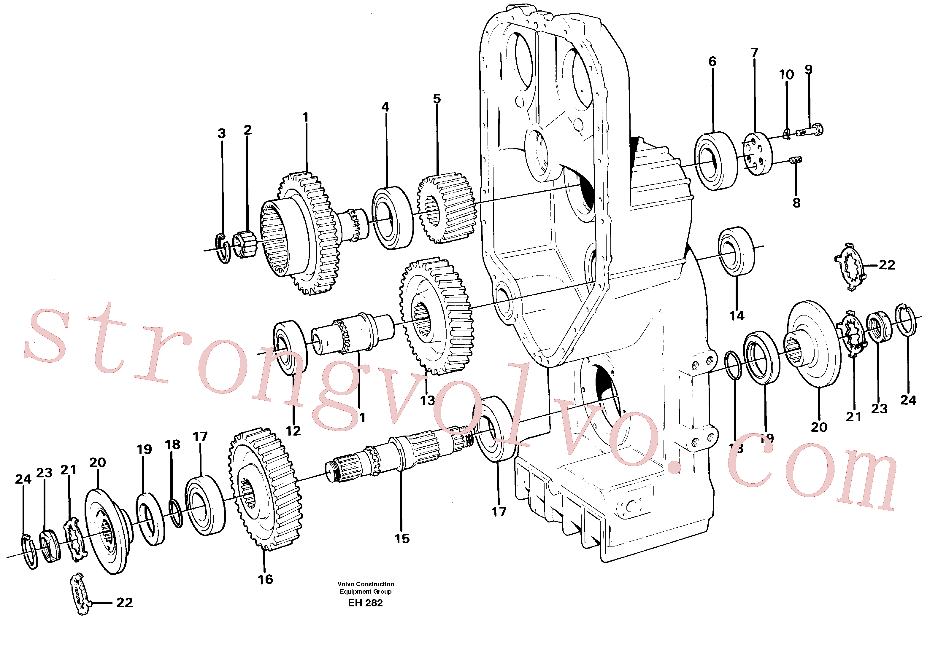 VOE4720923 Volvo Caixa de transferência, engrenagens e veios(EH282 Montagem)