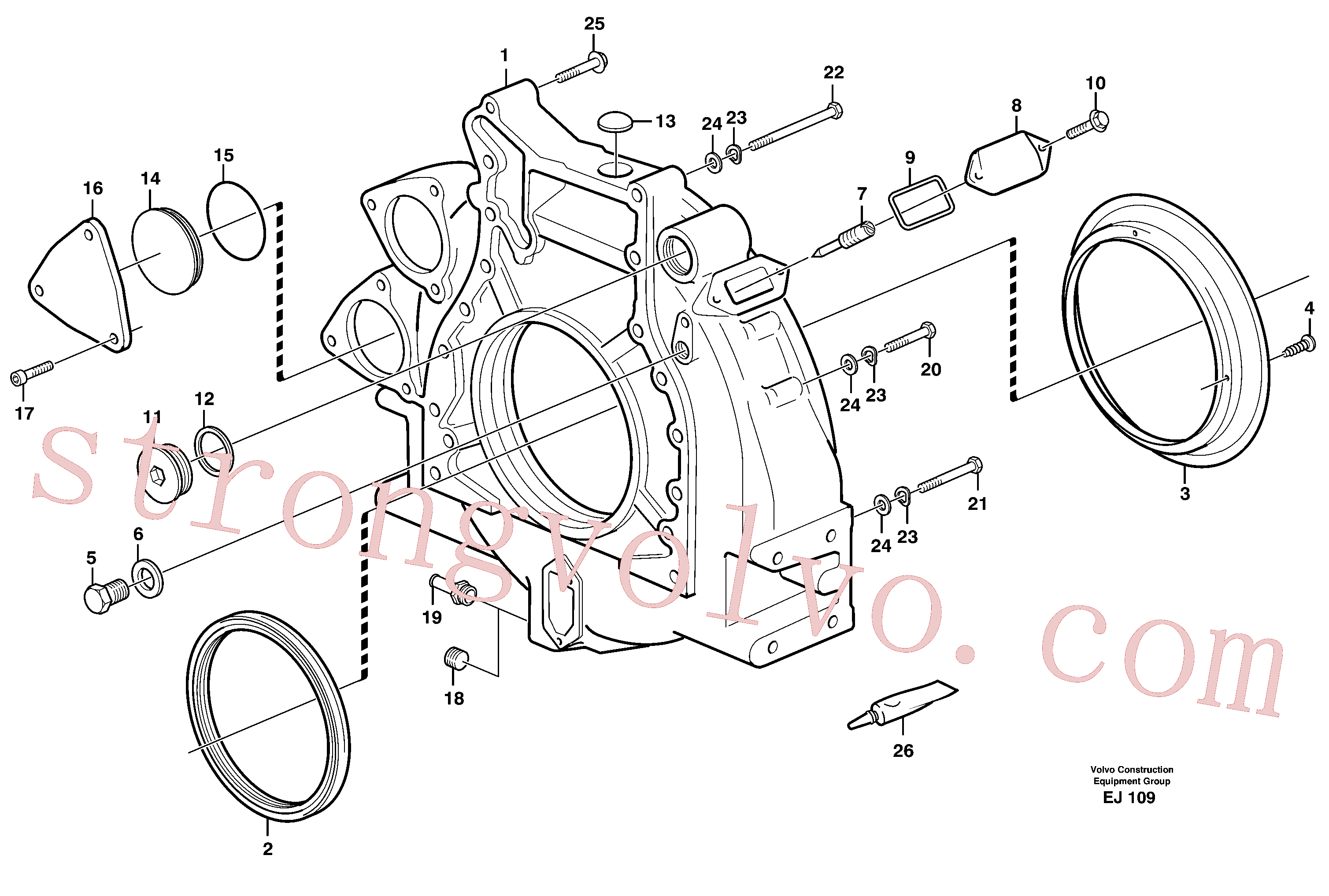 VOE955100 Volvo Alojamento do volante do motor(EJ109 Montagem)
