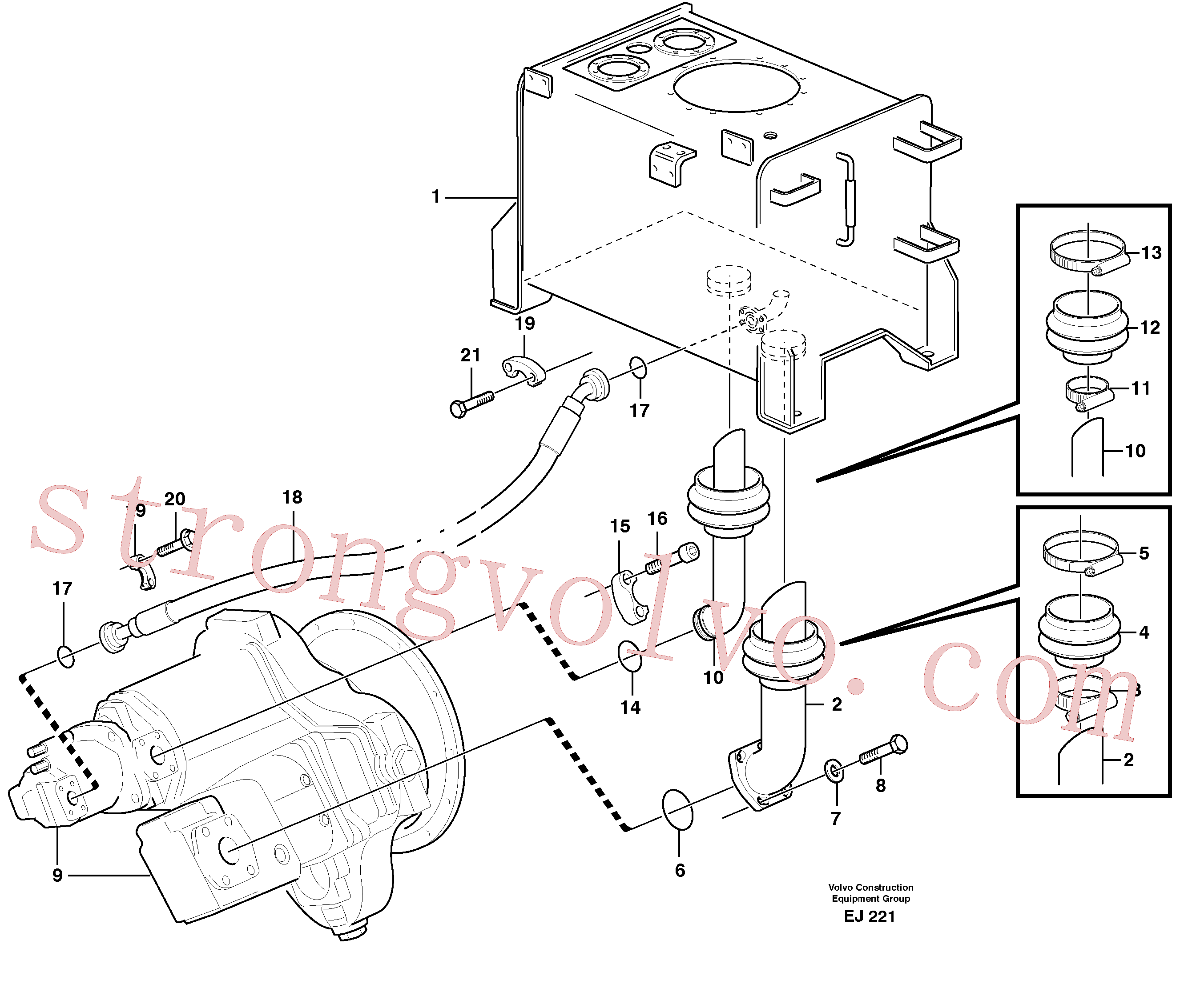 SA9512-02232 Volvo Linha de sucção tanque - bomba(EJ221 Montagem)