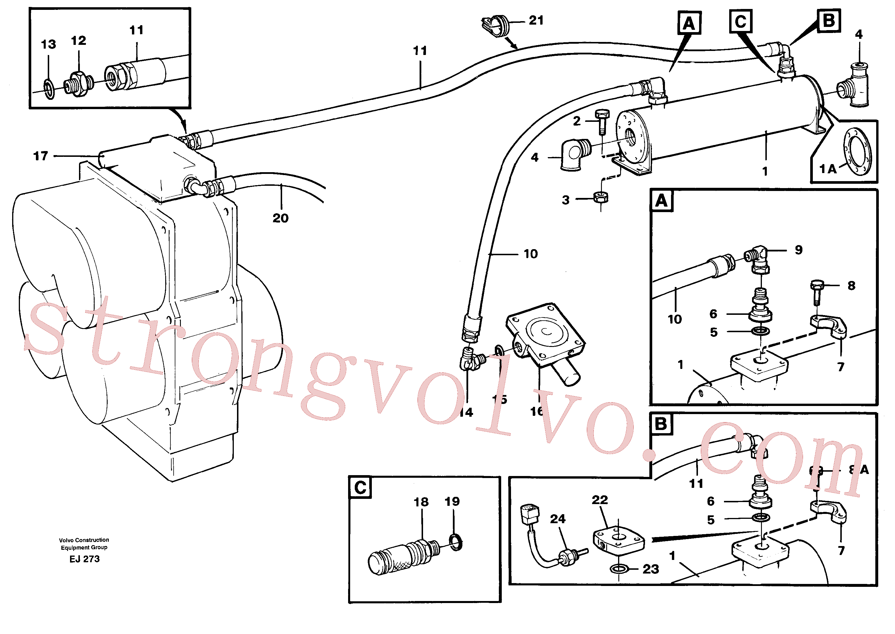 VOE932044 Volvo Refrigerador de óleo(EJ273 Montagem)