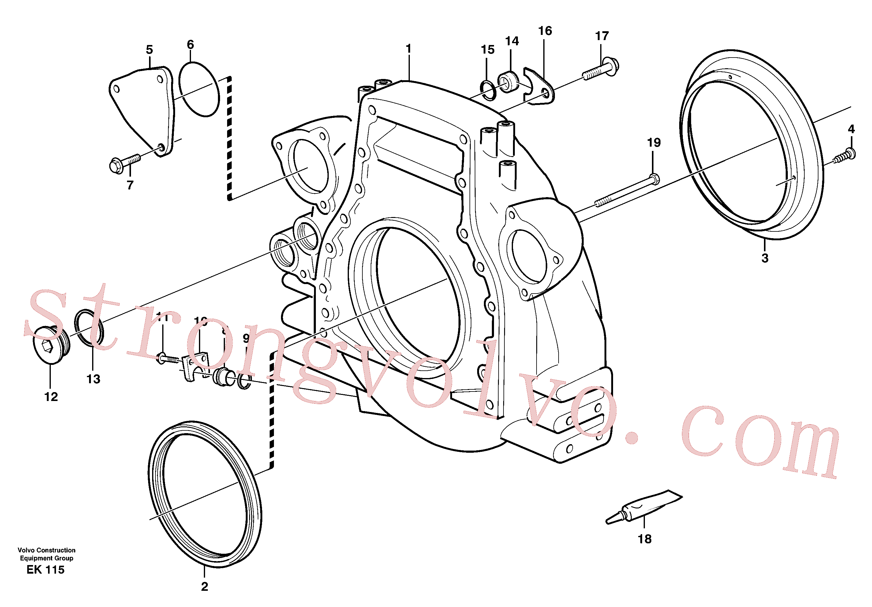 VOE966364 Volvo Alojamento do volante do motor(EK115 Montagem)