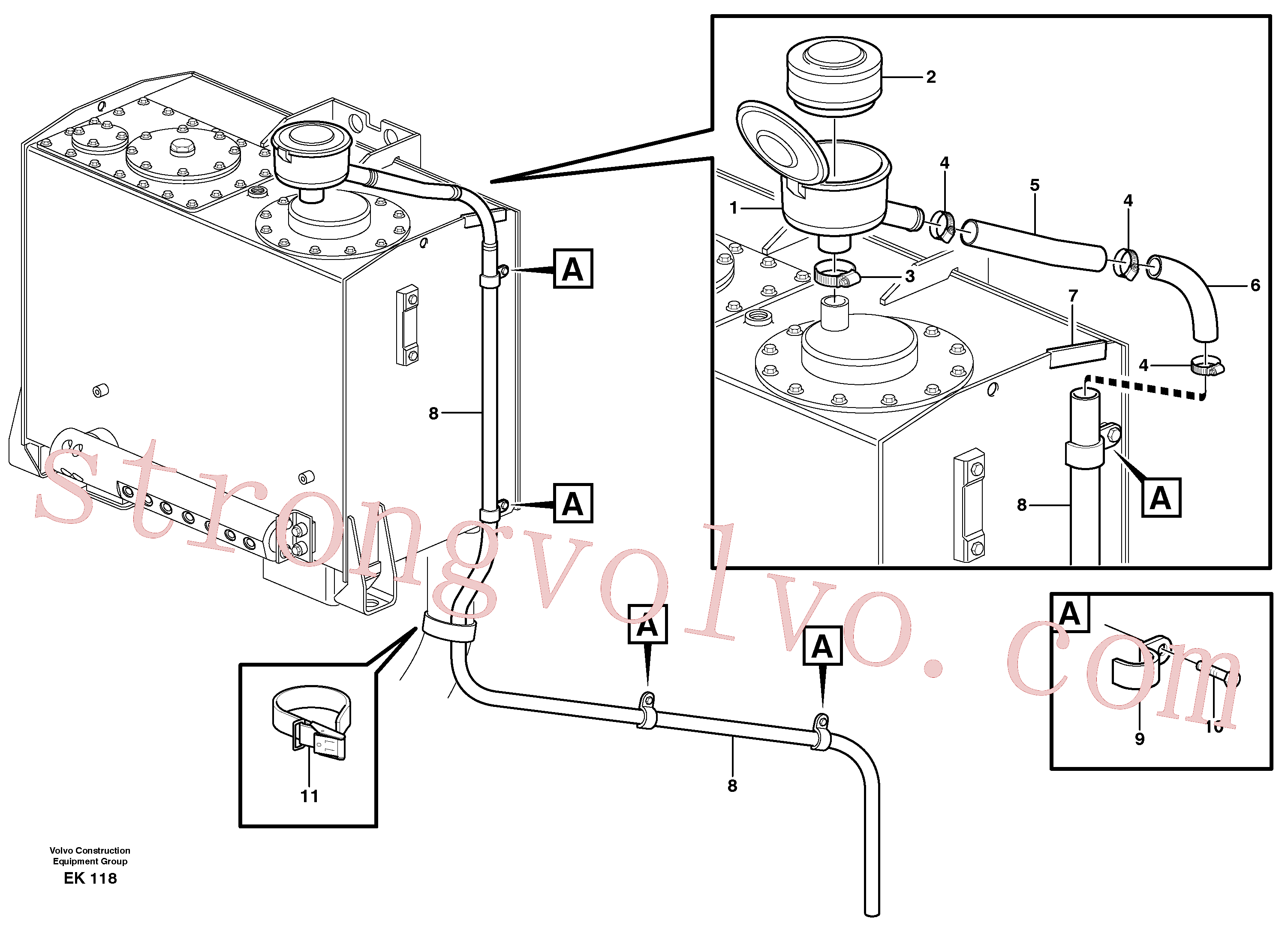 VOE952643 Volvo Depósito do fluido hidráulico, ventilação(EK118 Montagem)