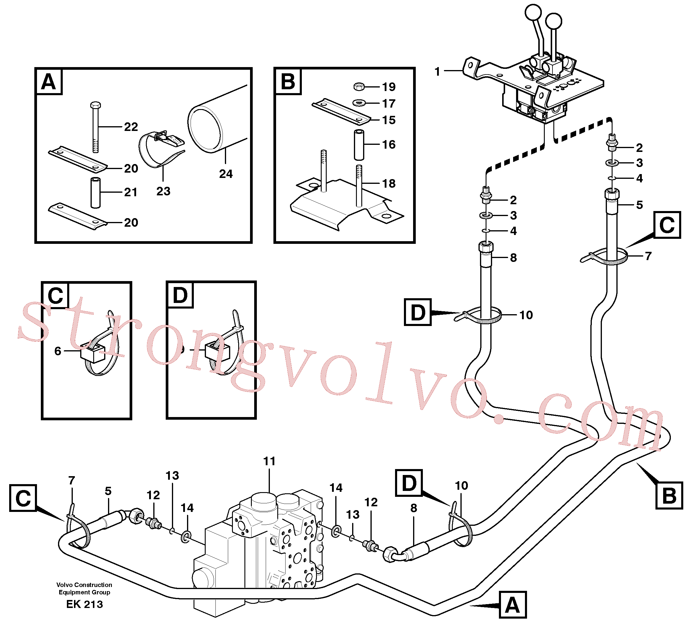 VOE4881459 Volvo Servomotor - hidráulico, linhas de comando, rotação(EK213 Montagem)