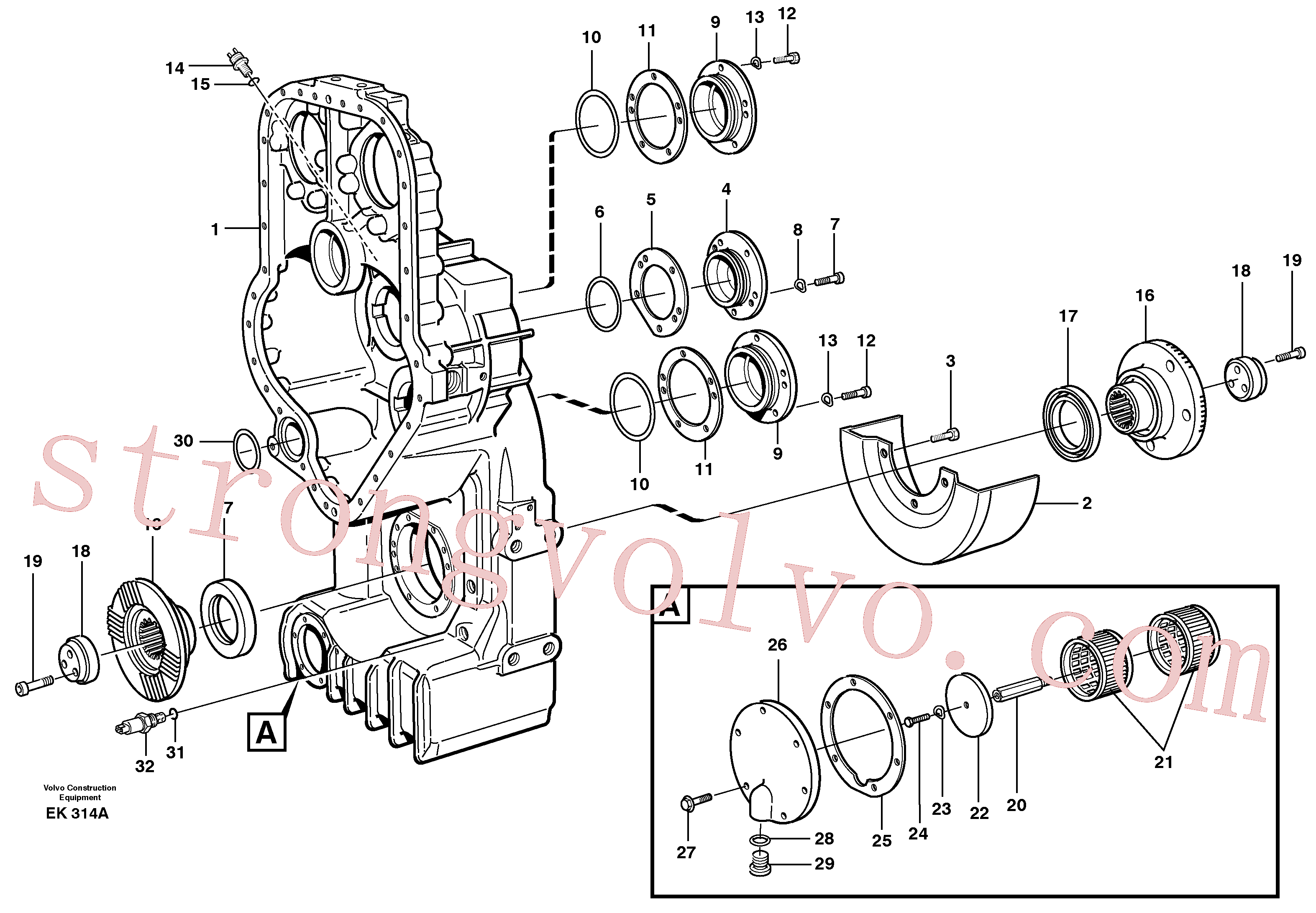 VOE11037587 Volvo Caixa de transferência, alojamento e coberturas(EK314A Montagem)