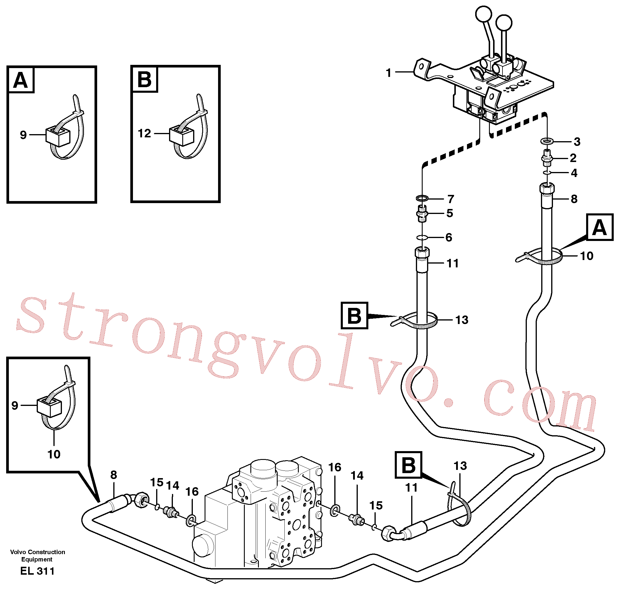 VOE935860 Volvo Servomotor - hidráulico, linhas de comando, elevação(EL311 Montagem)