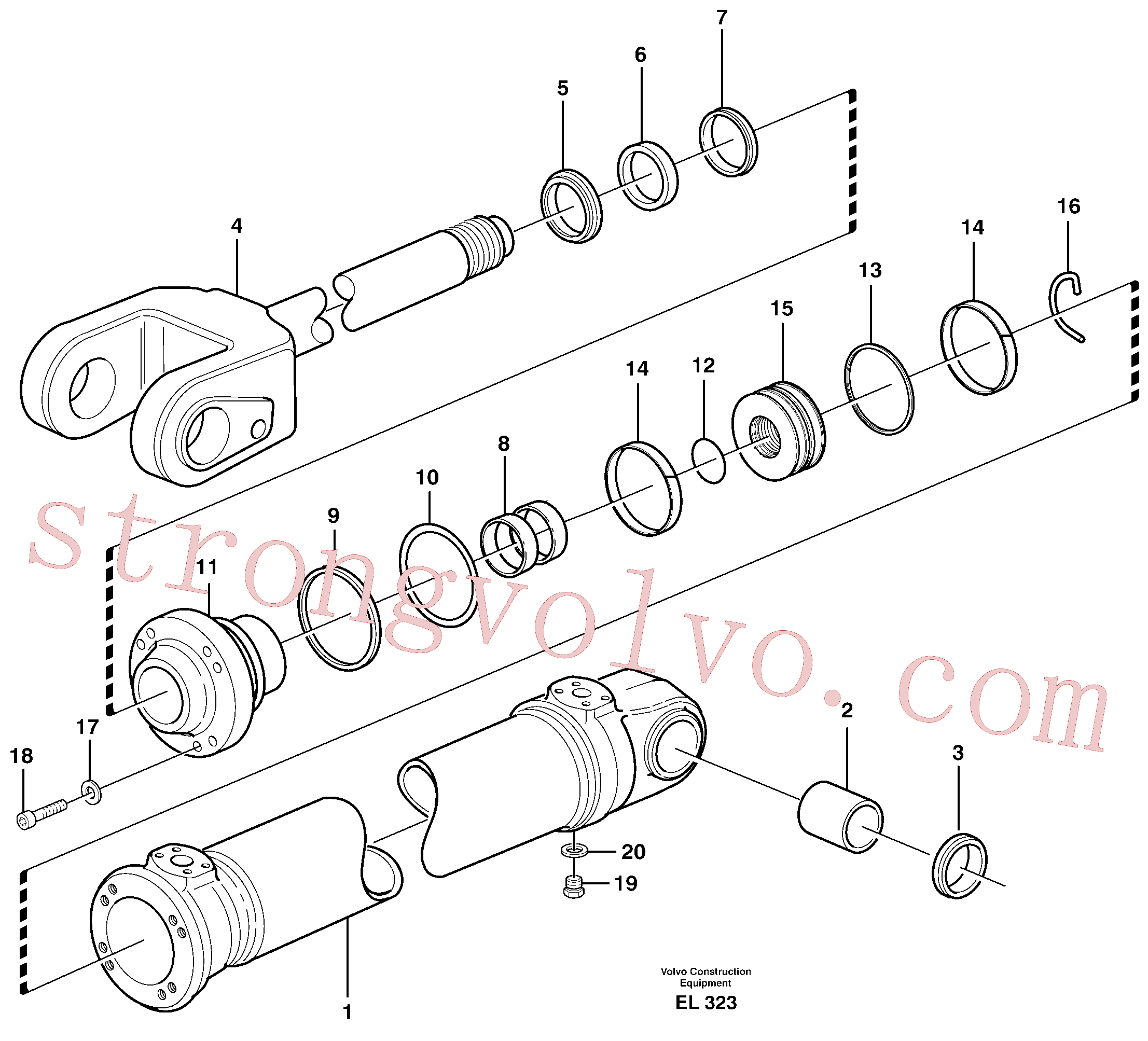 VOE11093771 Volvo Cilindro hidráulico, elevação(EL323 Montagem)