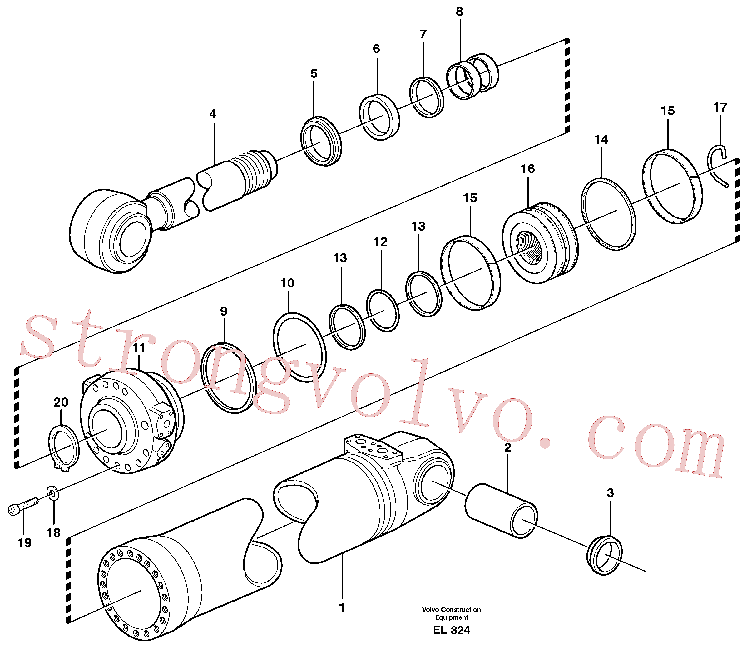 SA9016-22018 Volvo Cilindro hidráulico, rotação(EL324 Montagem)