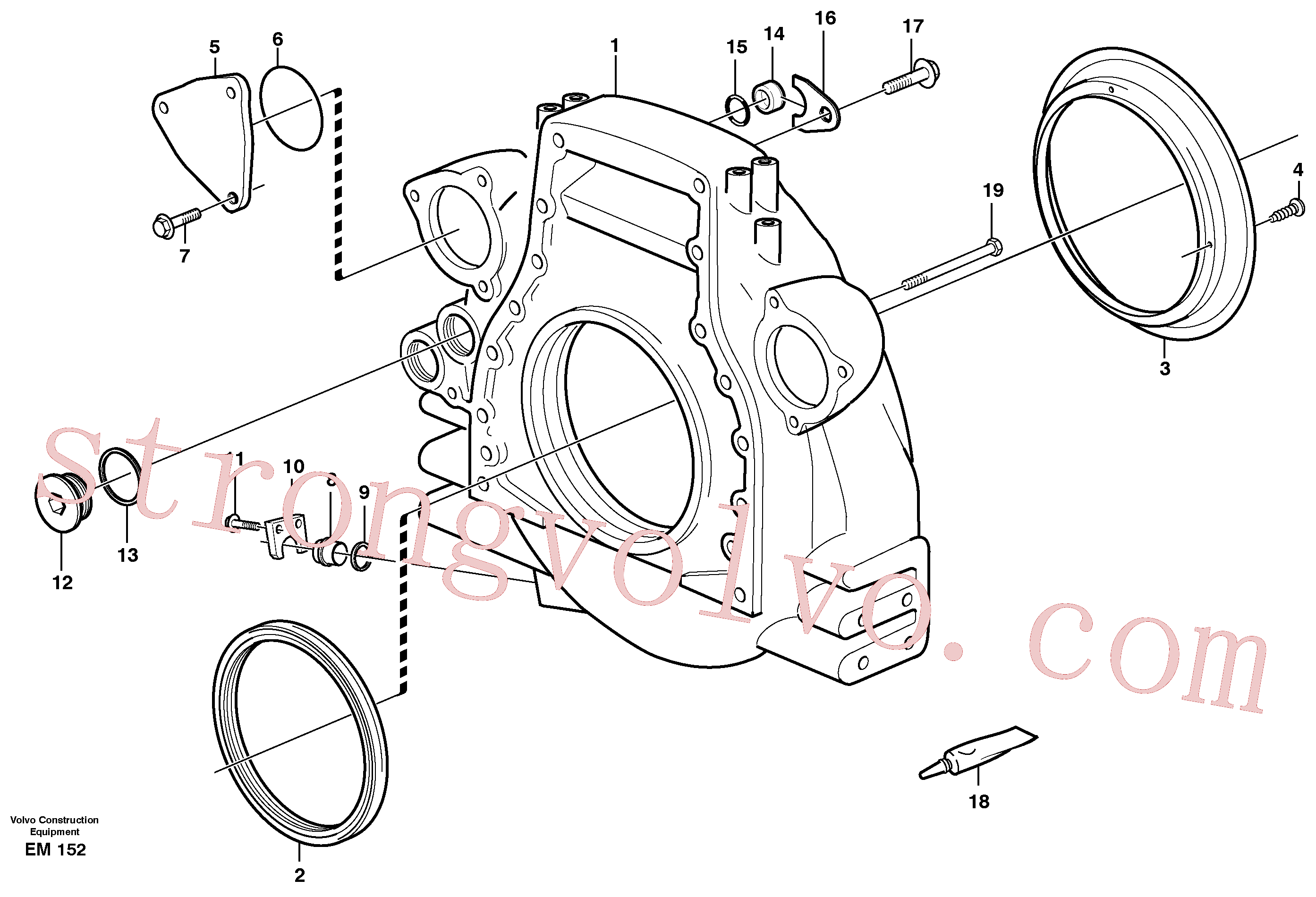 VOE966364 Volvo Alojamento do volante do motor(EM152 Montagem)