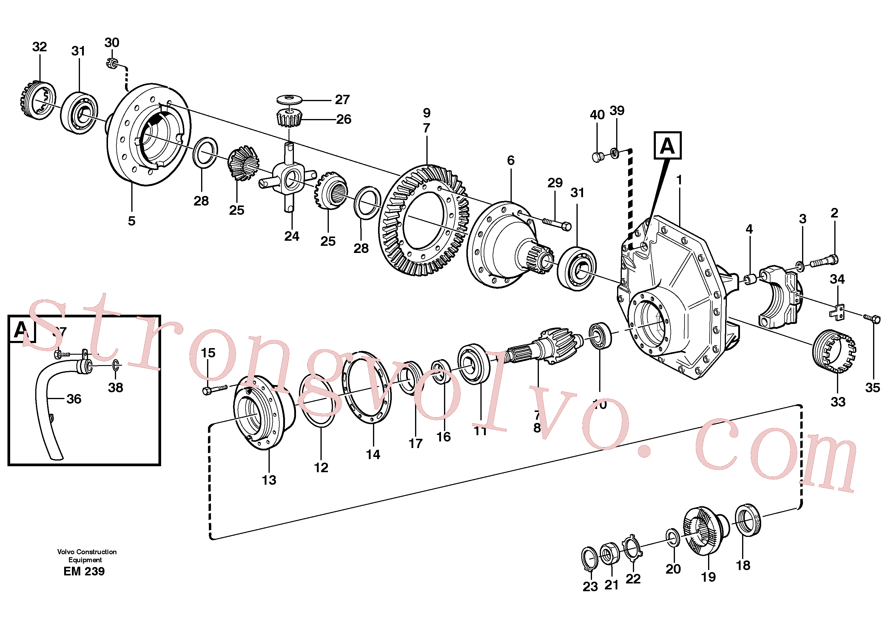 VOE1523624 Volvo Transmissão final, dianteira(EM239 Montagem)
