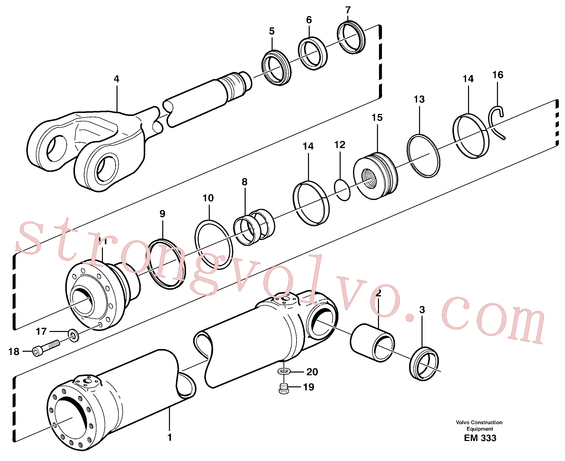 VOE11093771 Volvo Cilindro hidráulico, elevação(EM333 Montagem)