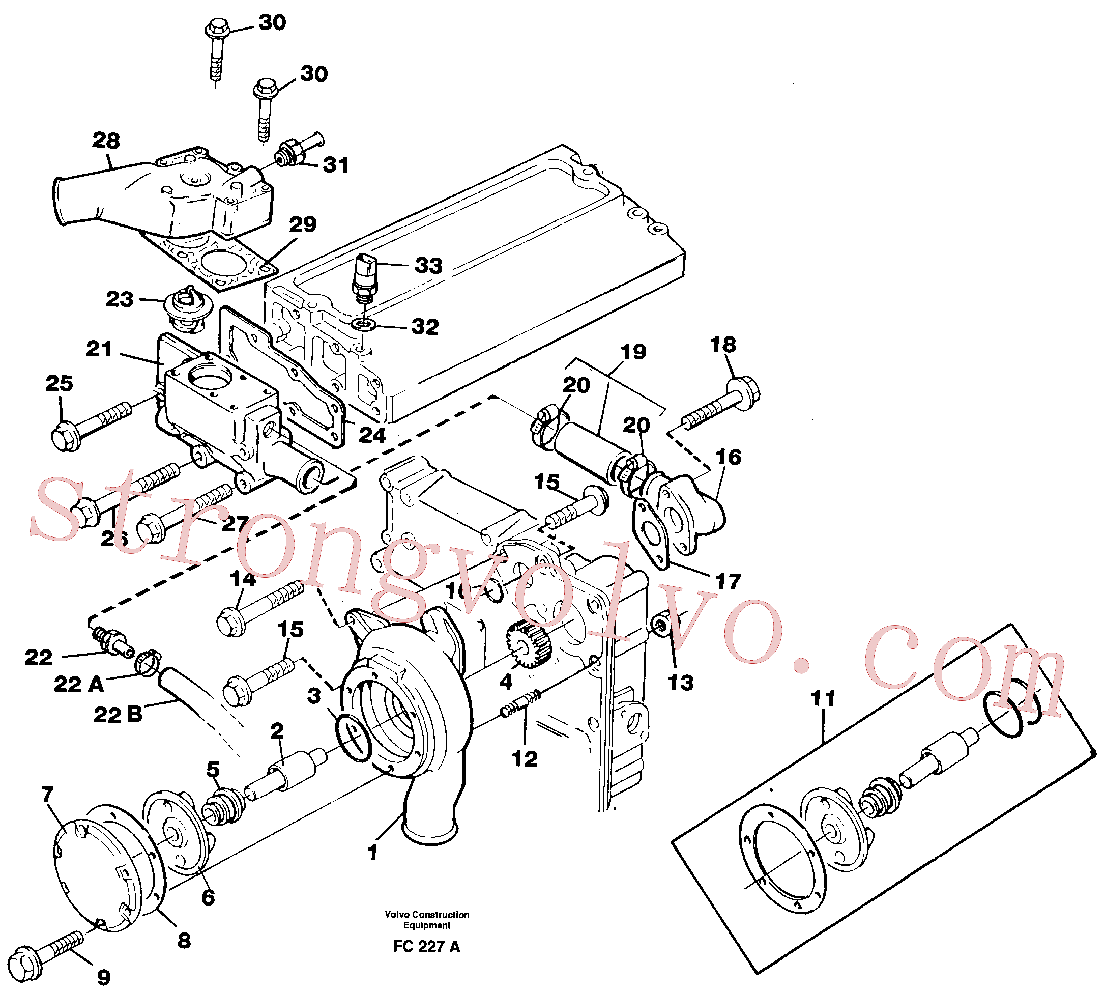 VOE14012415 Volvo Bomba de água(FC227A Montagem)
