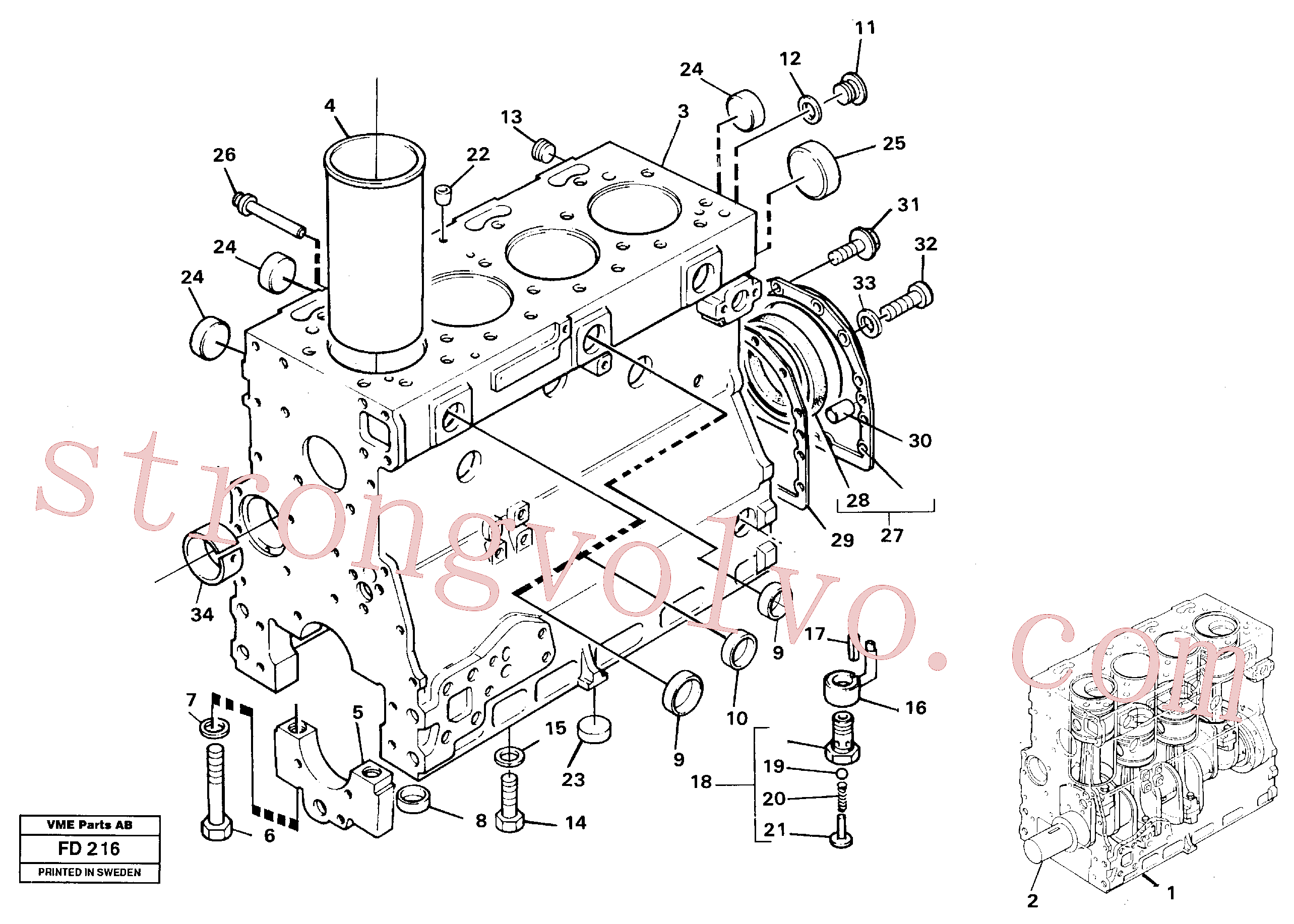 VOE968147 Volvo Bloco do motor(FD216 Montagem)
