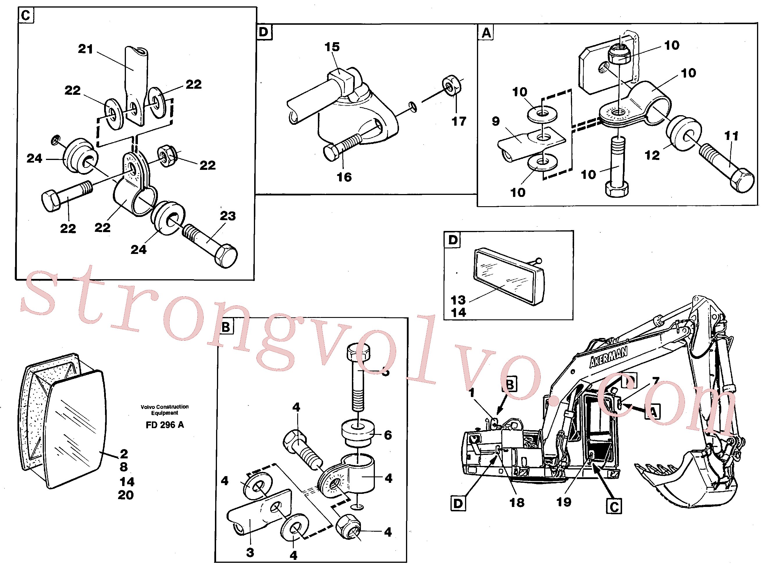 VOE14237800 Volvo Espelho retrovisor(FD296A Montagem)