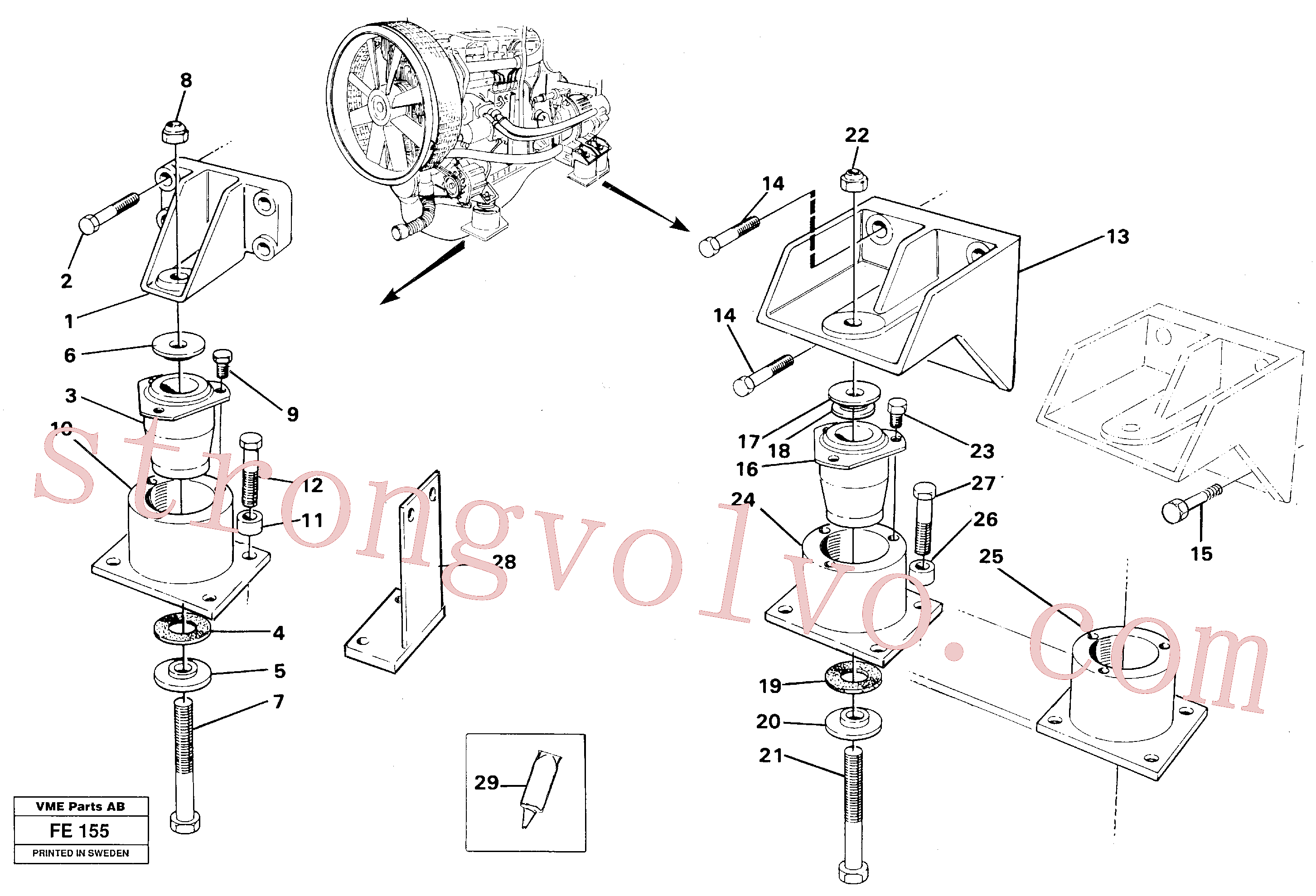 VOE950359 Volvo Suporte do motor(FE155 Montagem)
