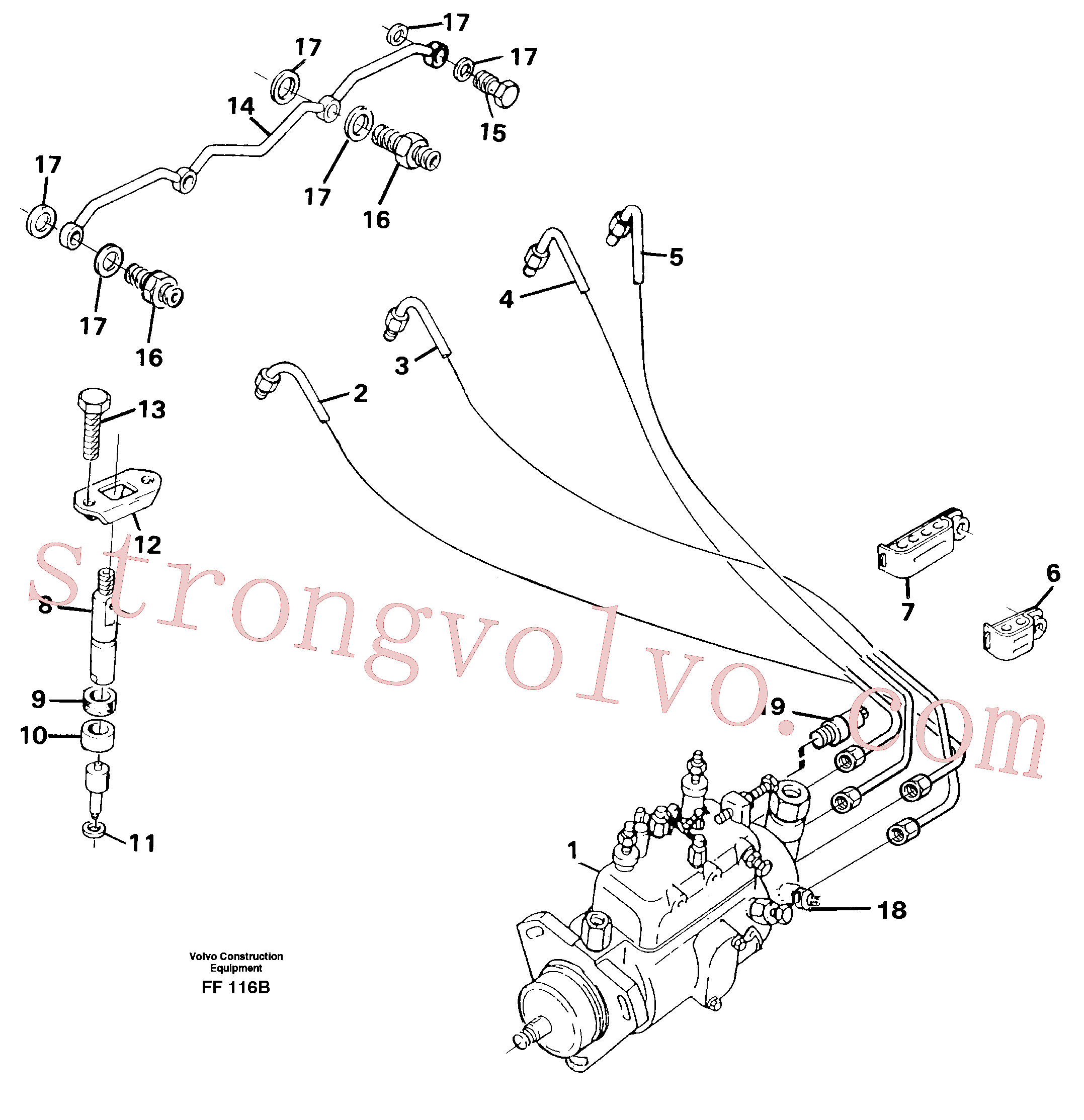 VOE11991799 Volvo Linhas de combustível, injectores(FF116B Montagem)