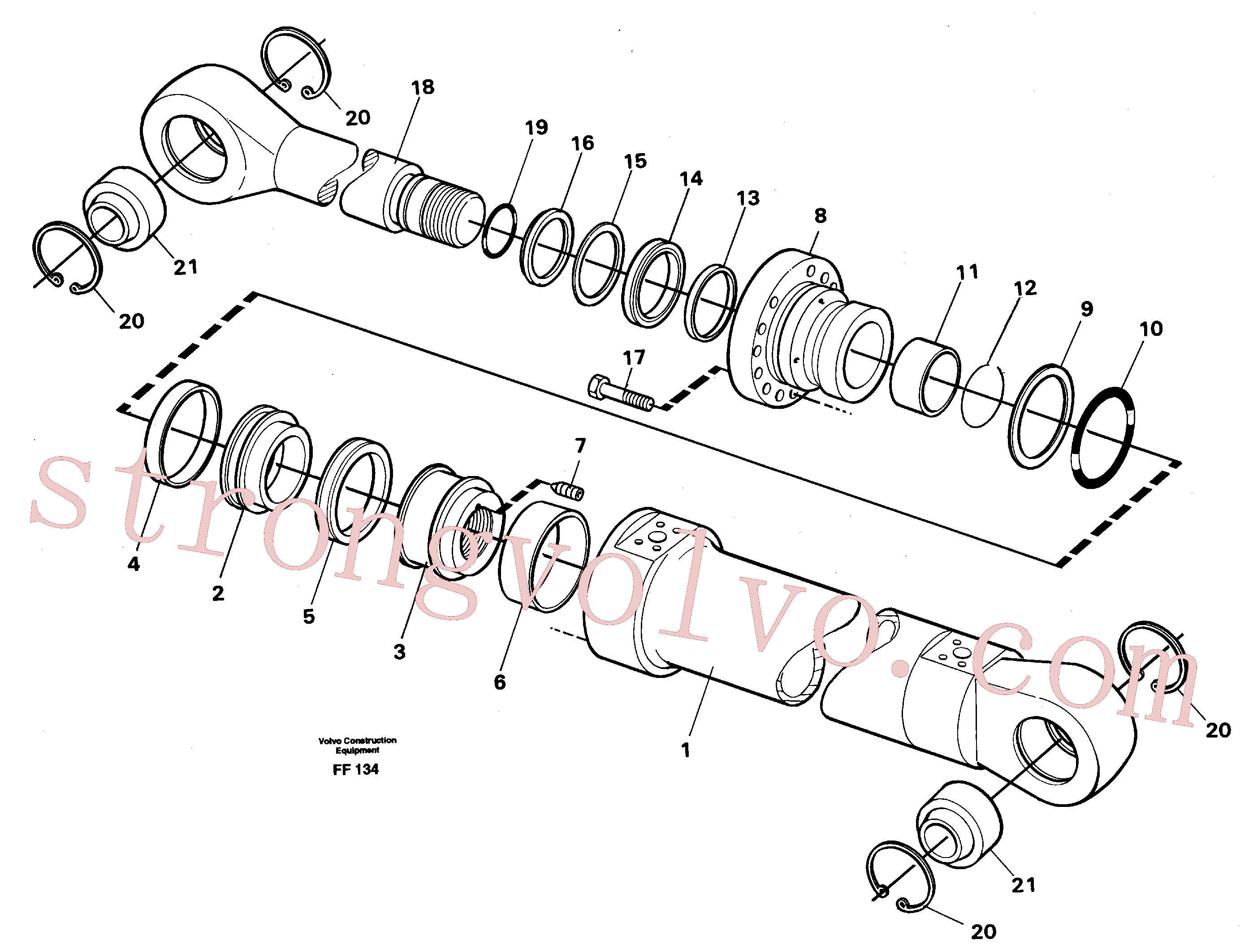 VOE14250132 Volvo Cilindro da lança(FF134 Montagem)