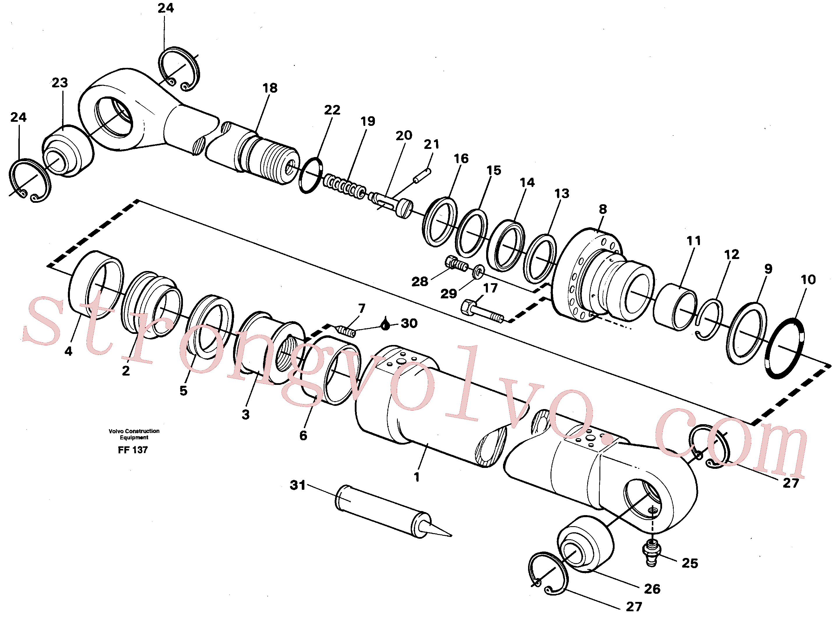 VOE14216263 Volvo Cilindro de balde(FF137 Montagem)