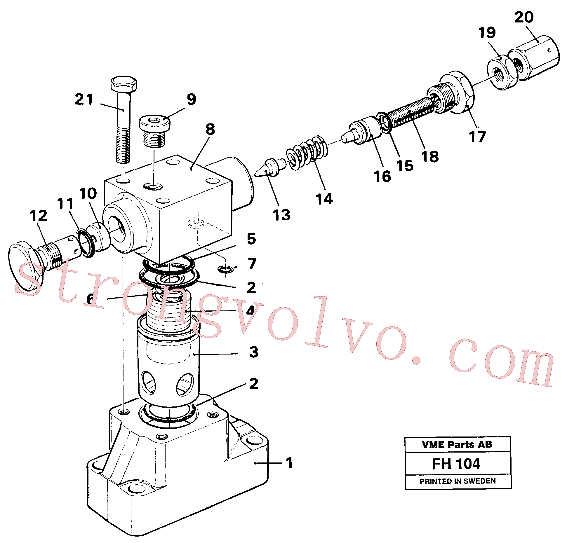 VOE14016346 Volvo Válvula de limitação da pressão(FH104 Montagem)