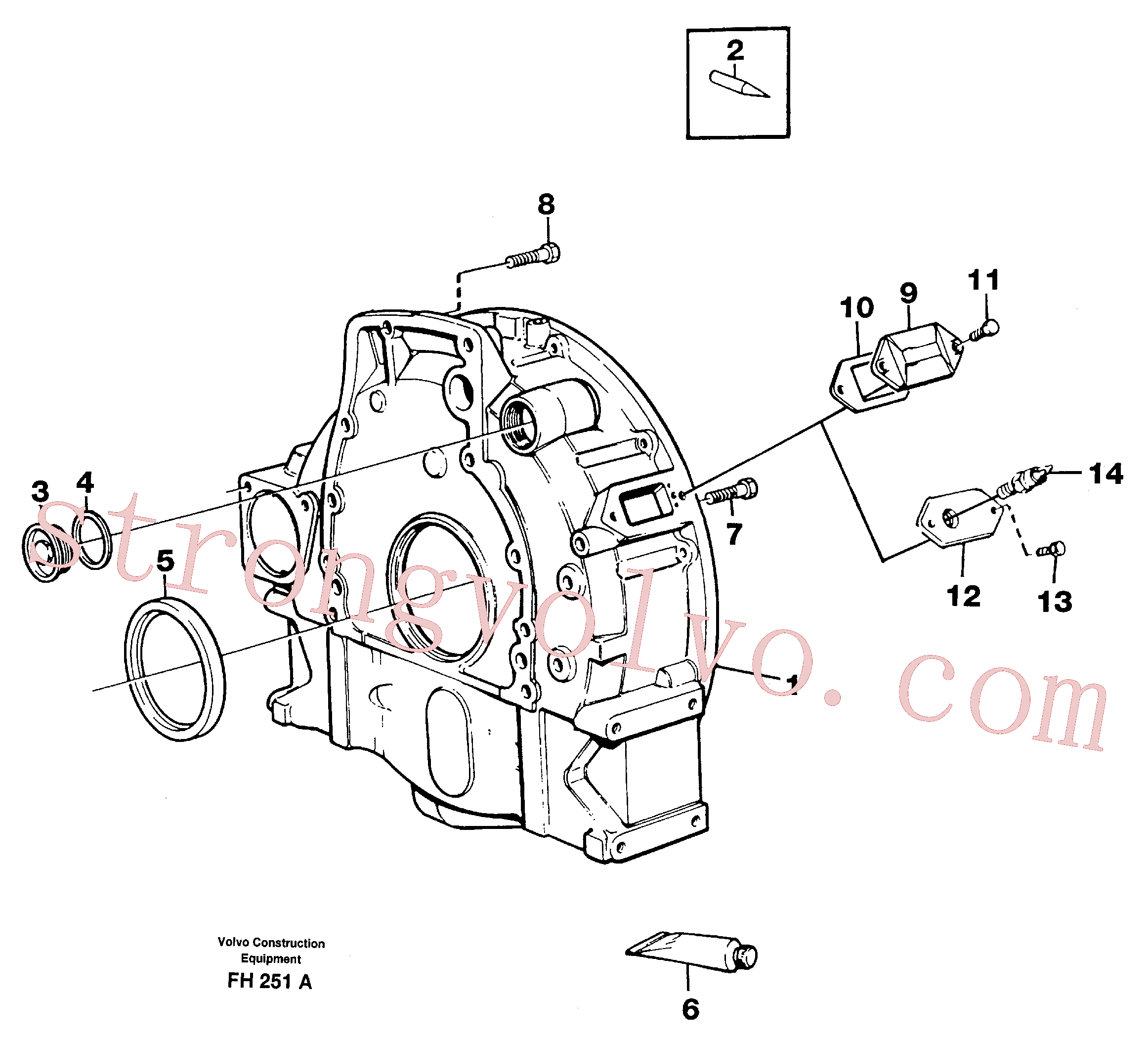 VOE13971002 Volvo Alojamento do volante do motor(FH251A Montagem)