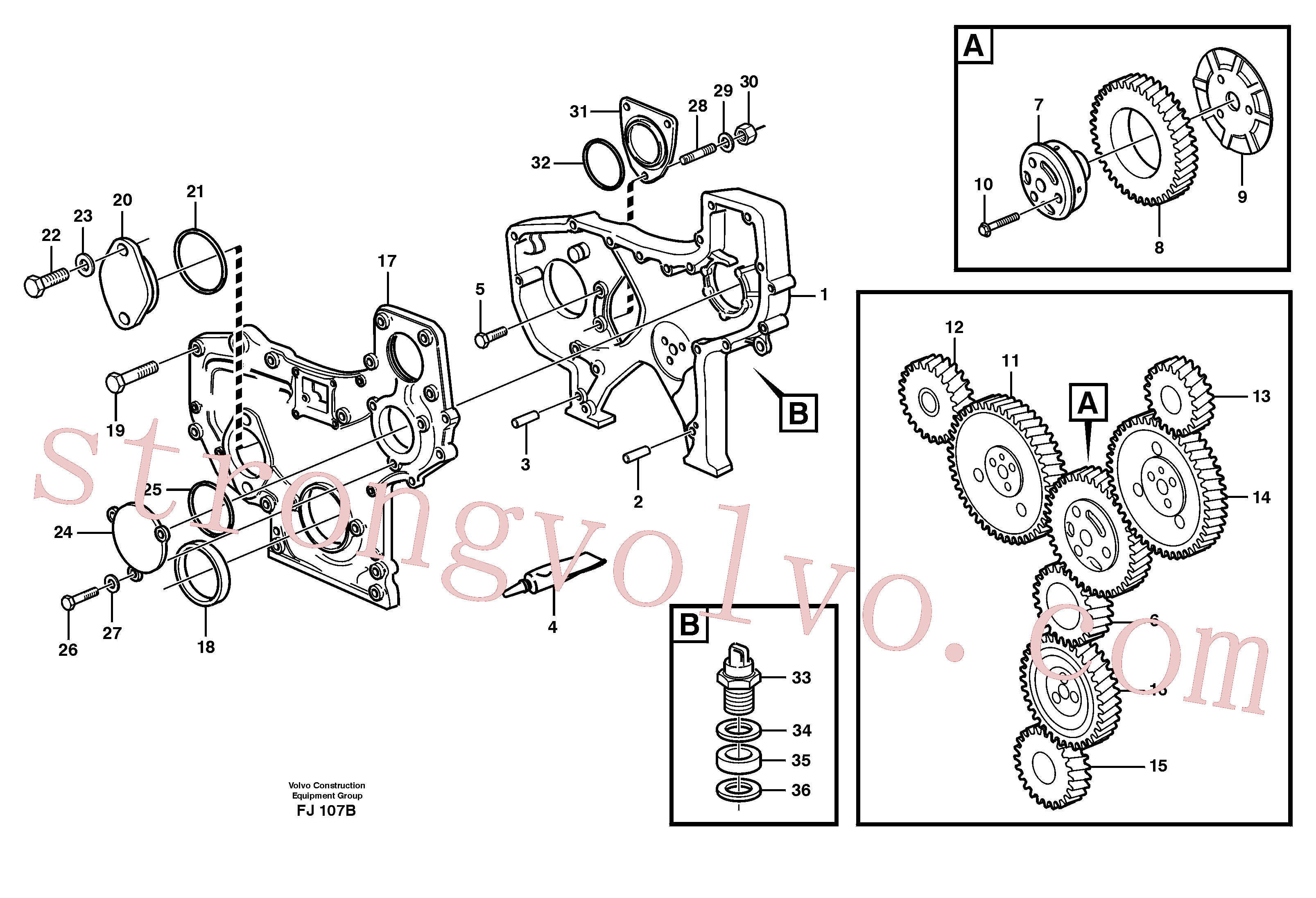 VOE13971097 Porca flangeada Volvo escavadeira