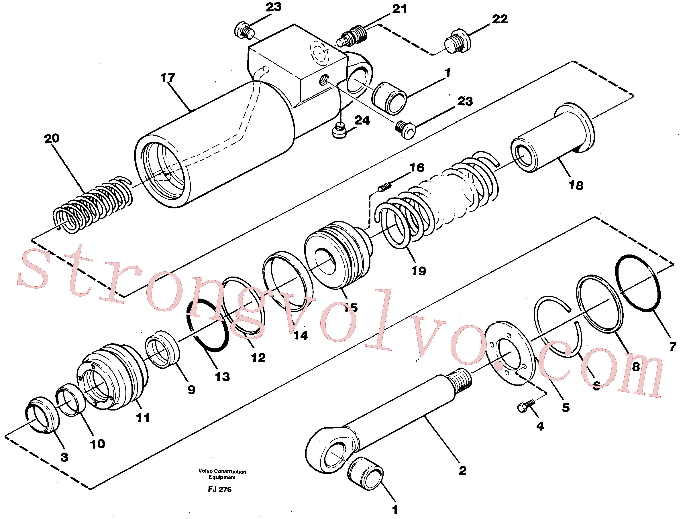 VOE14261642 Volvo Cilindro hidráulico, acoplamento rápido(FJ276 Montagem)