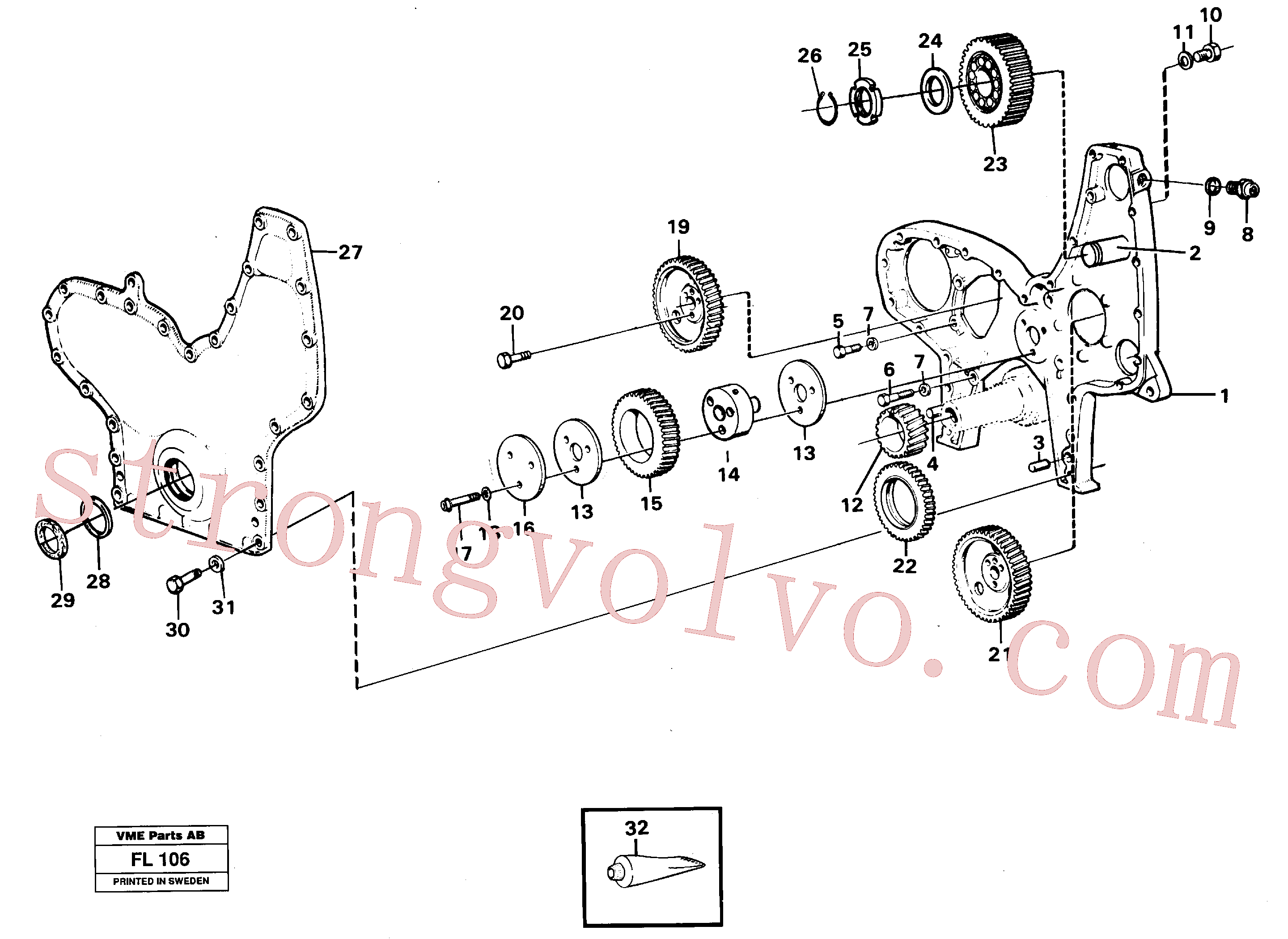 VOE13960633 Volvo Carretos e caixa da engrenagem de distribuição(FL106 Montagem)