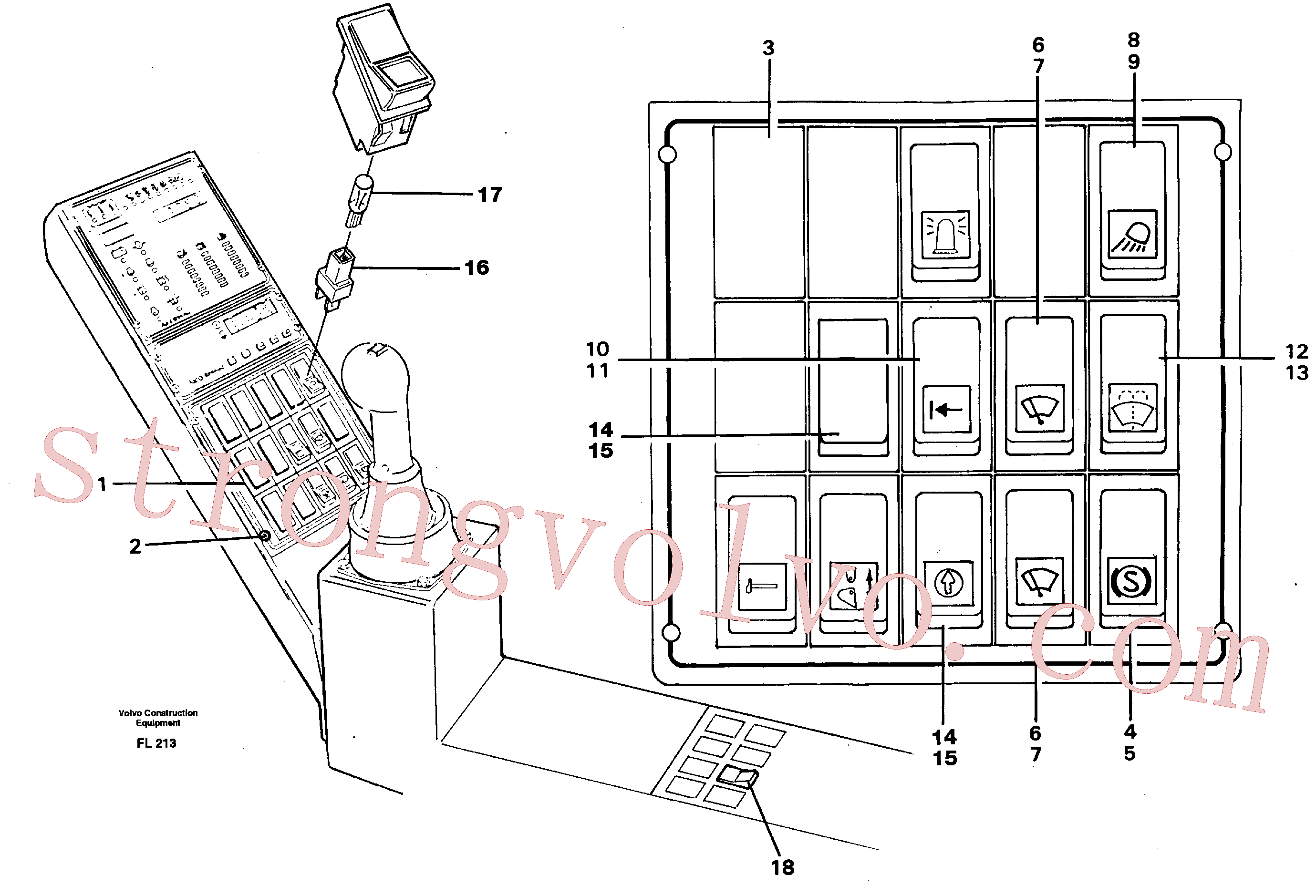 VOE14215469 Volvo Painel de interruptores do balanceiro(FL213 Montagem)
