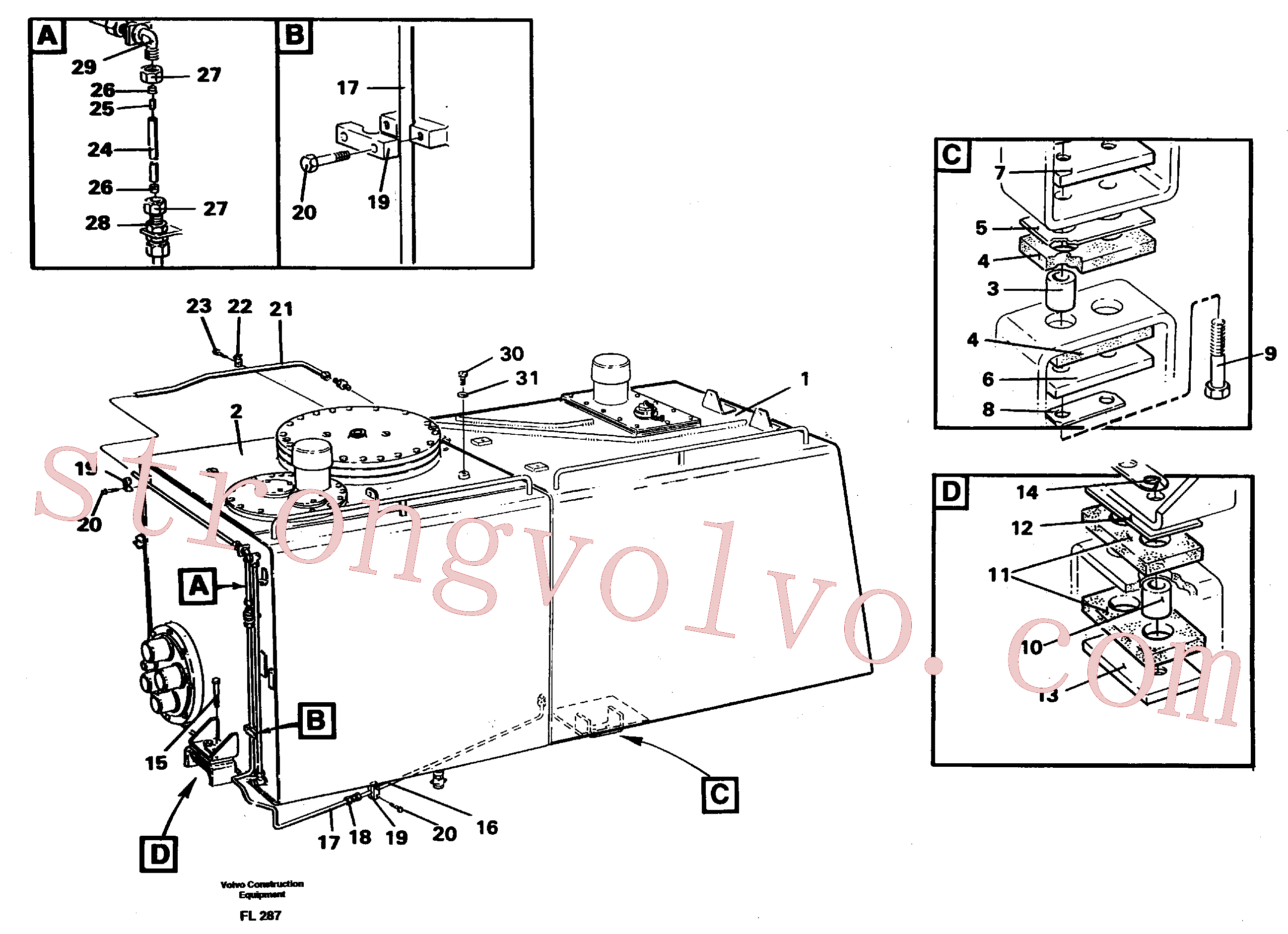 VOE14234131 Volvo Depósito de combustível com acessórios(FL287 Montagem)