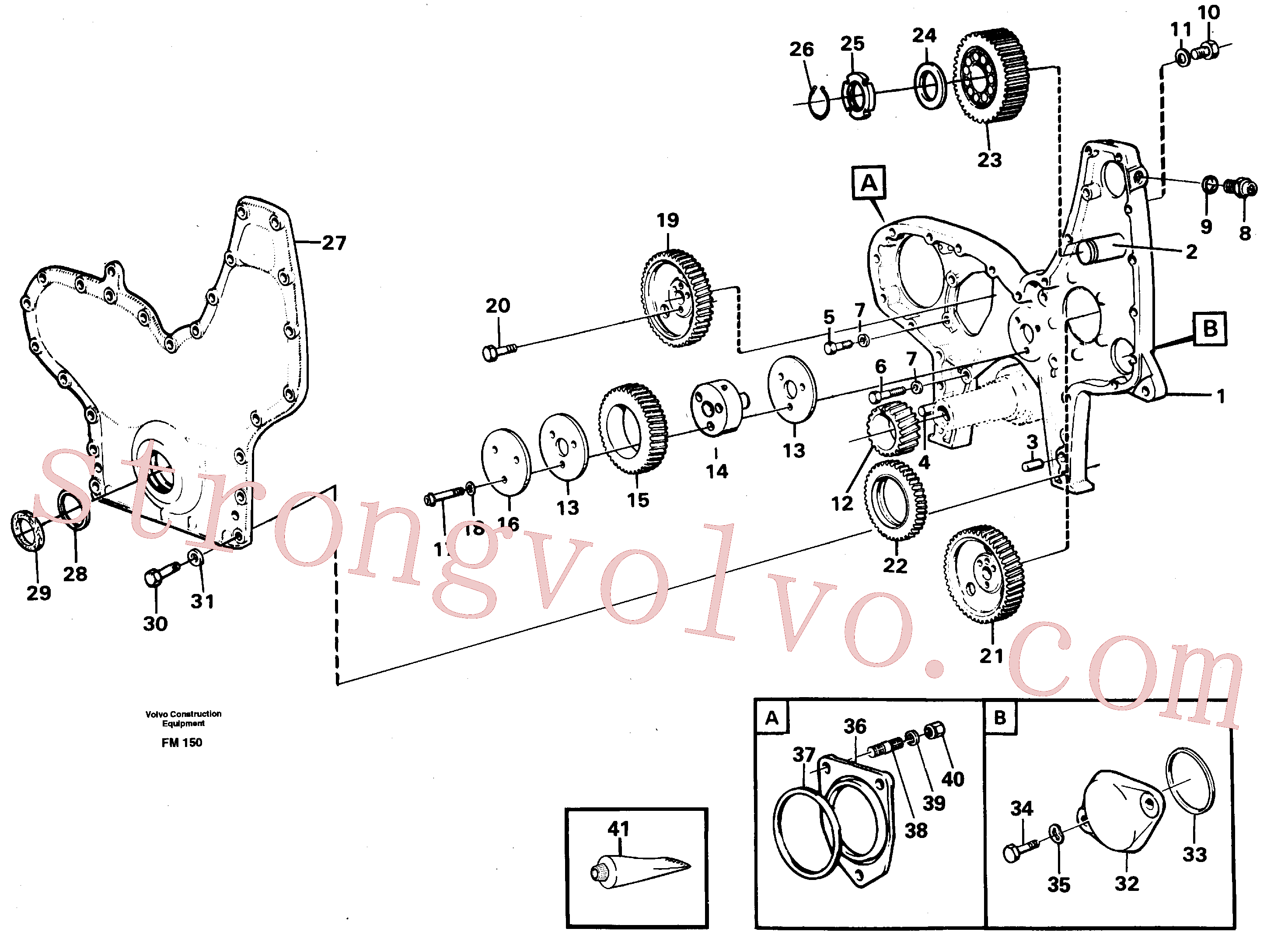 VOE947625 Volvo Carretos e caixa da engrenagem de distribuição(FM150 Montagem)